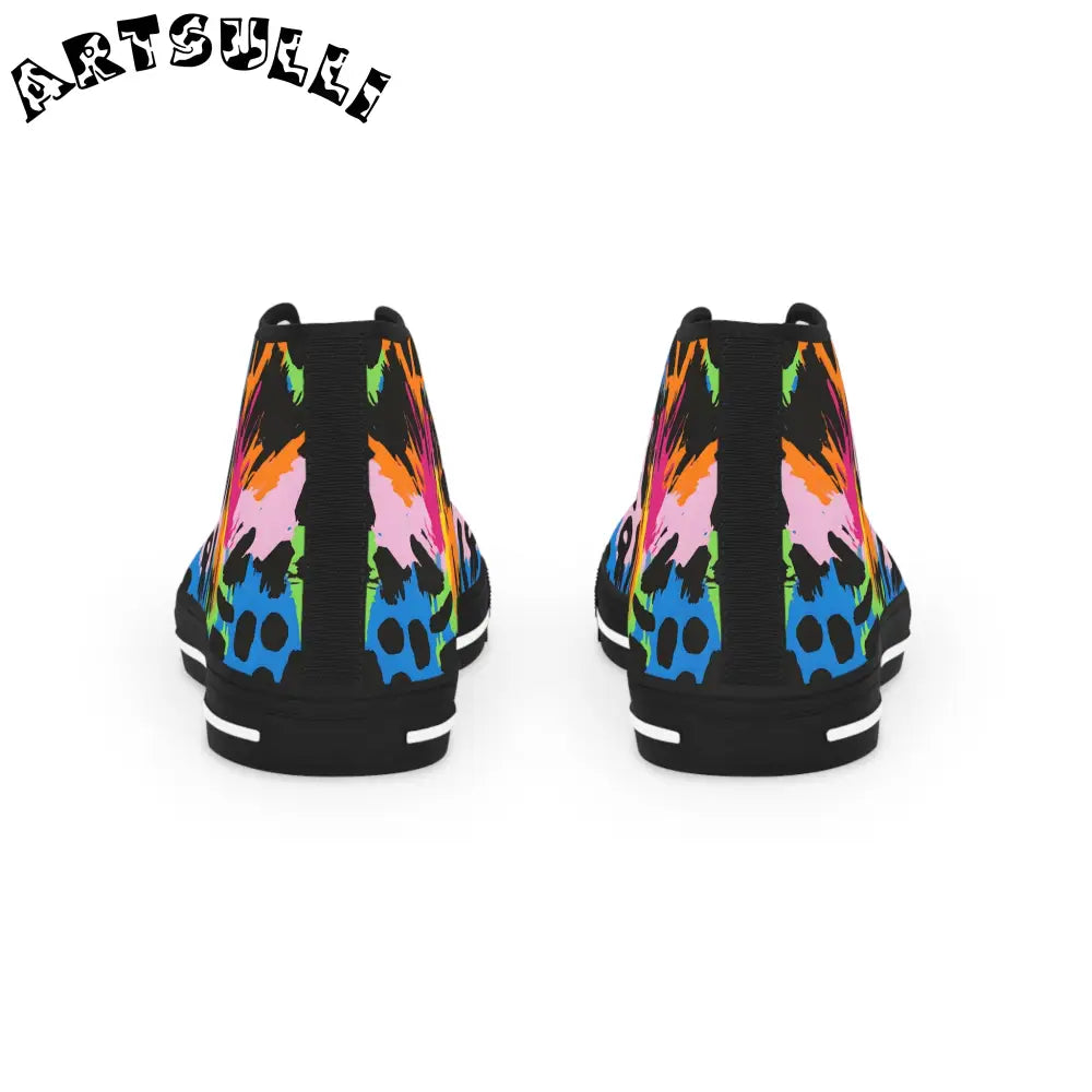 90s Neon Abstract High Top Sneakers, Artsulli - Art is Long, Life is Short, Shoes, , , , , , , 