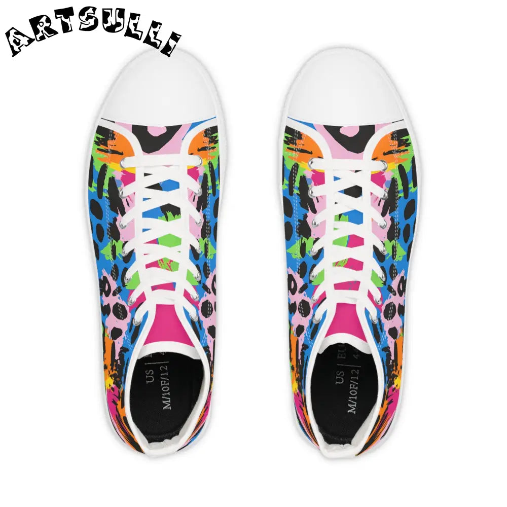 90s Neon Abstract High Top Sneakers, Artsulli - Art is Long, Life is Short, Shoes, , , , , , , 