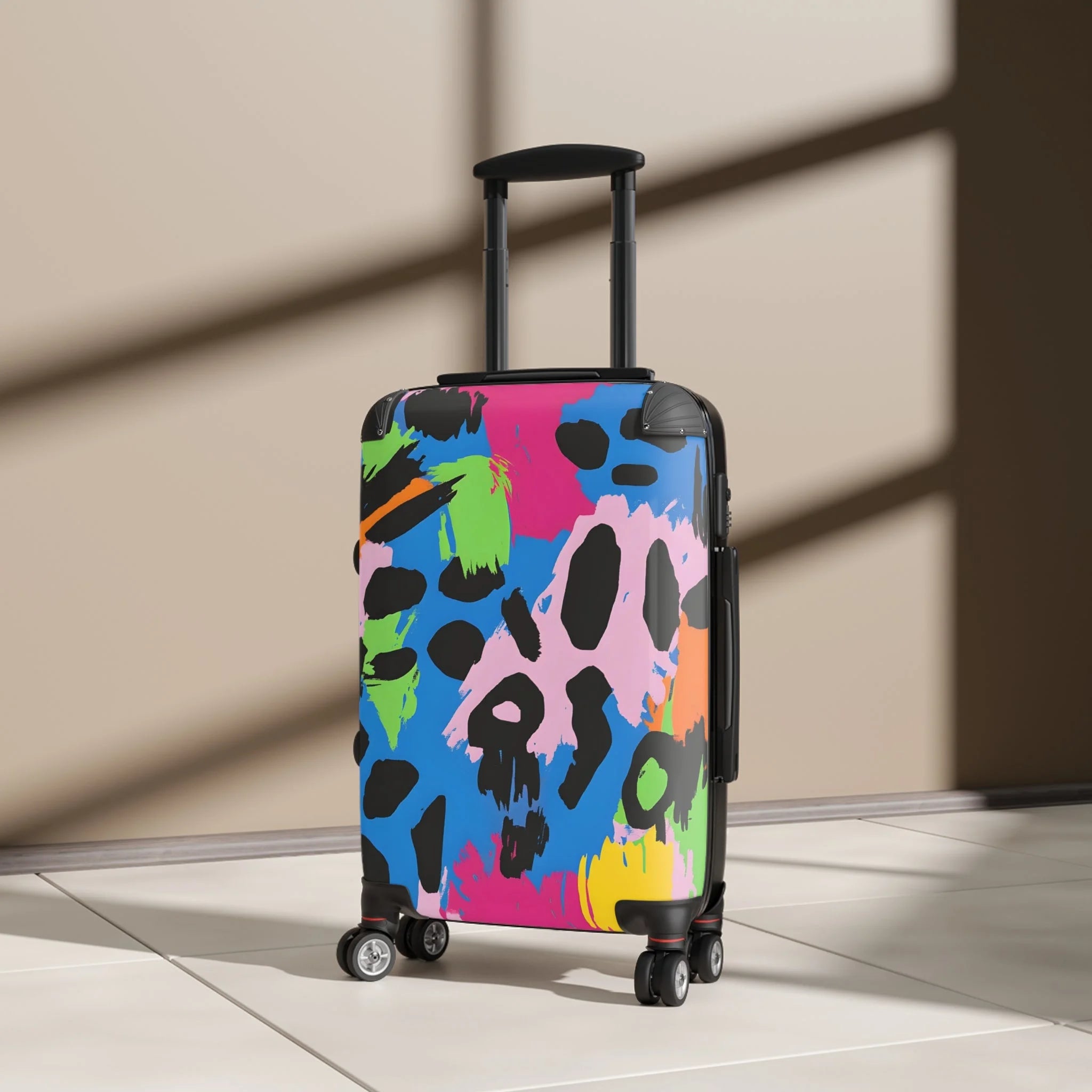 90s Neon Suitcase with an Adjustable Telescopic Handle, Artsulli - Art is Long, Life is Short, Bags, , , , , , , 
