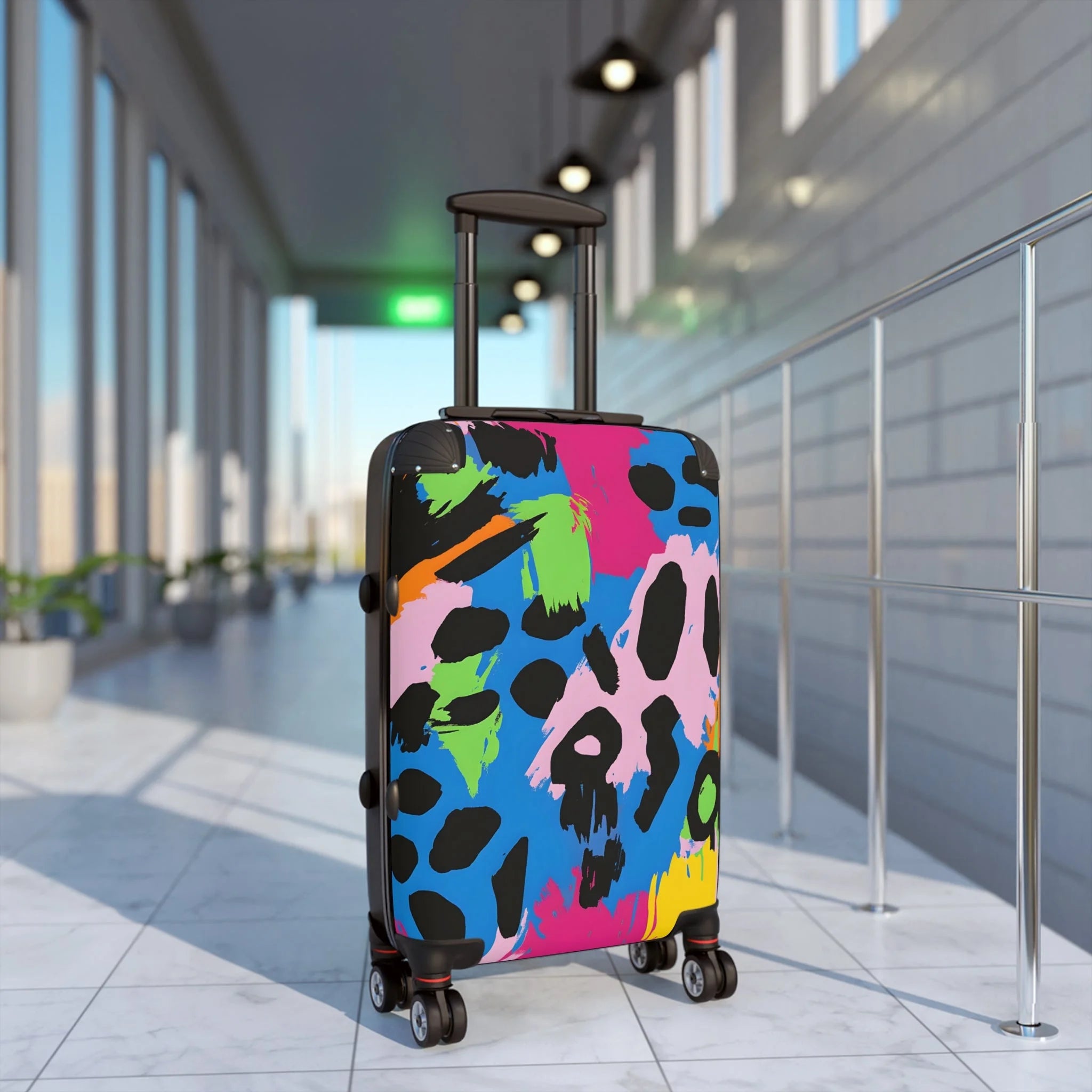 90s Neon Suitcase with an Adjustable Telescopic Handle, Artsulli - Art is Long, Life is Short, Bags, , , , , , , 