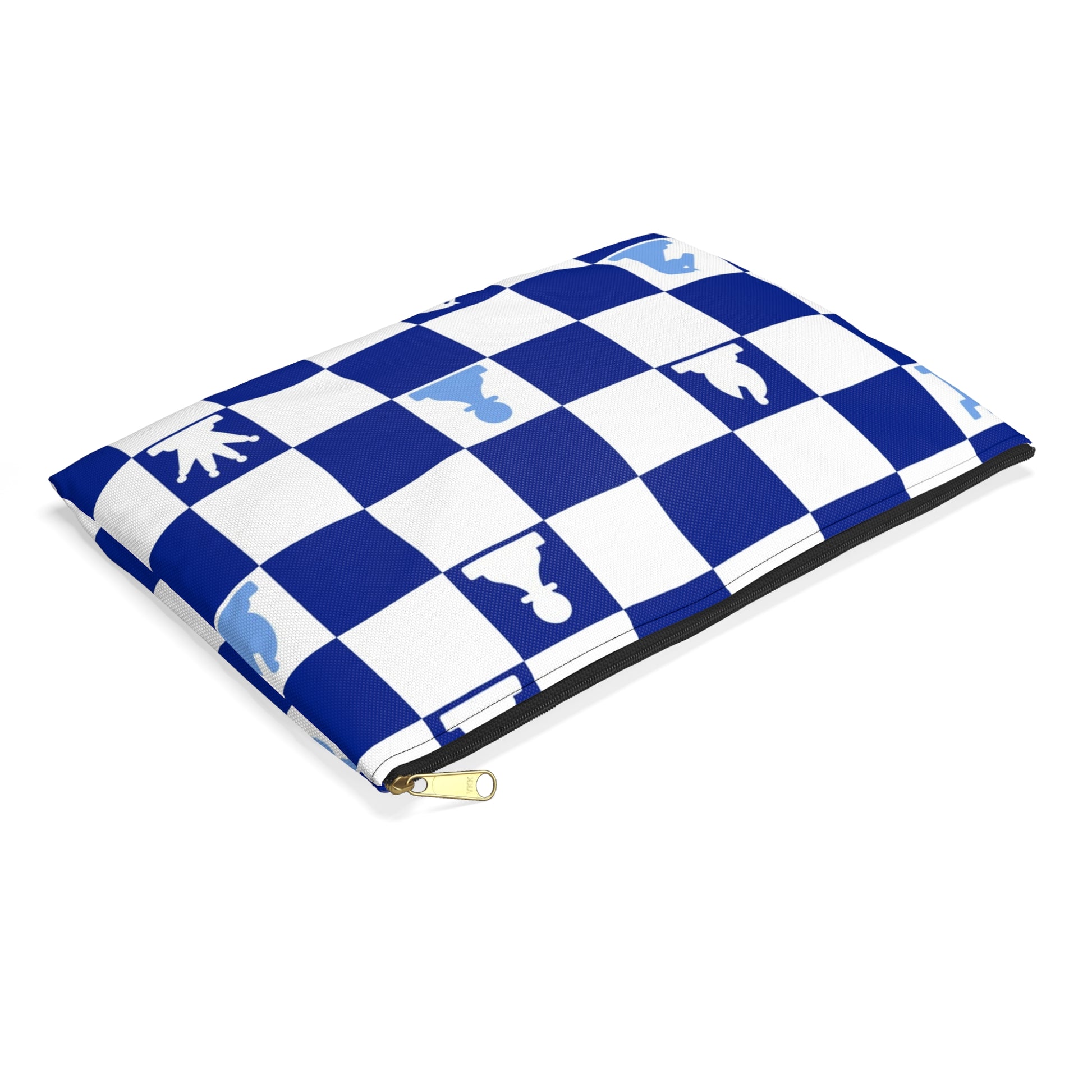 Chessboard Navy Blue Accessory Pouch, Artsulli - Art is Long, Life is Short, Bags, , , , , , , 