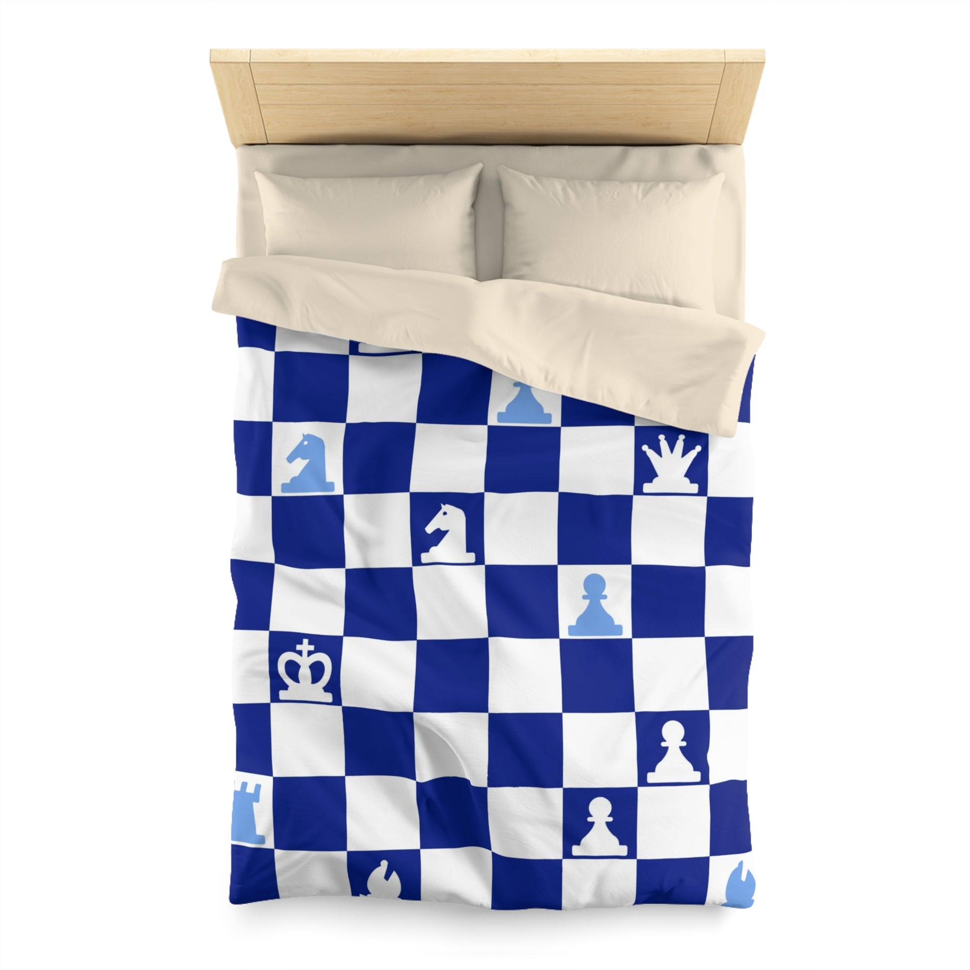 Chessboard Navy Blue Microfiber Duvet Cover, Artsulli - Art is Long, Life is Short, Home Decor, , , , , , , 