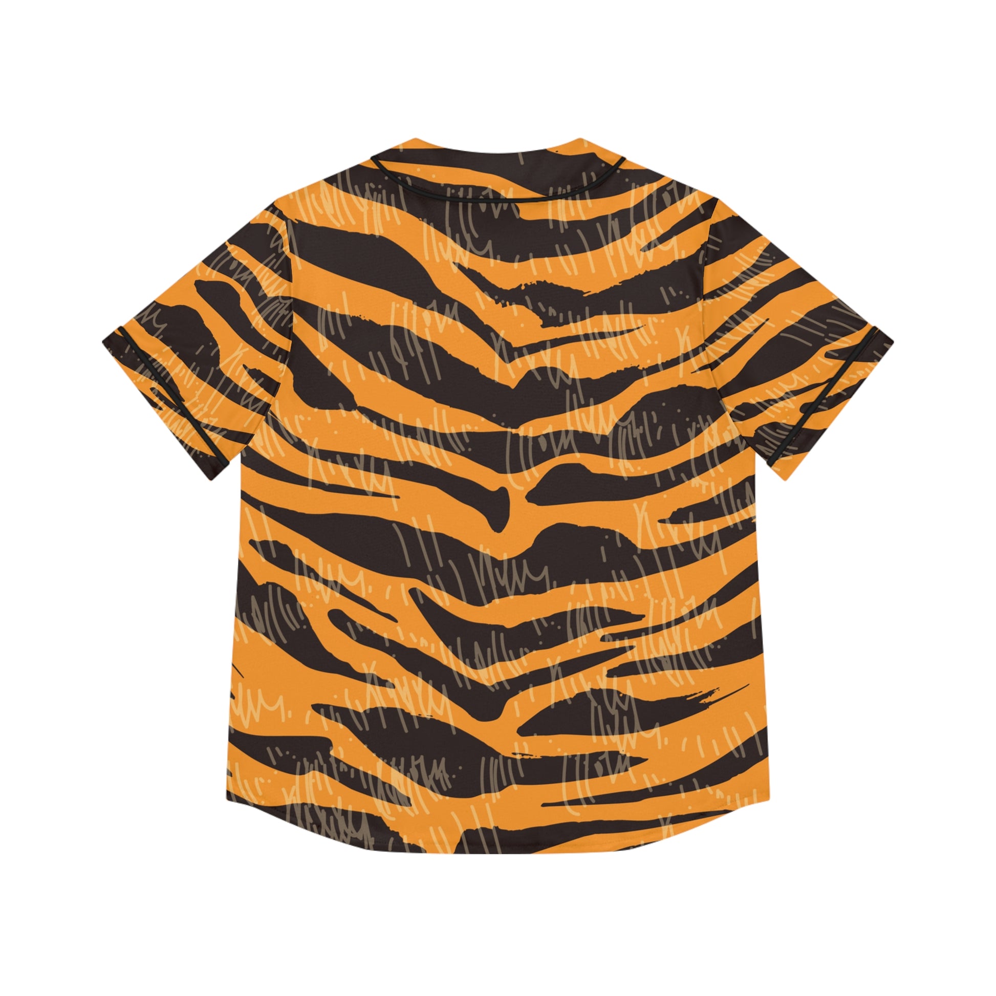Tiger Scratches Orange & Black Women's Baseball Jersey (AOP), Artsulli - Art is Long, Life is Short, All Over Prints, , , , , , , 