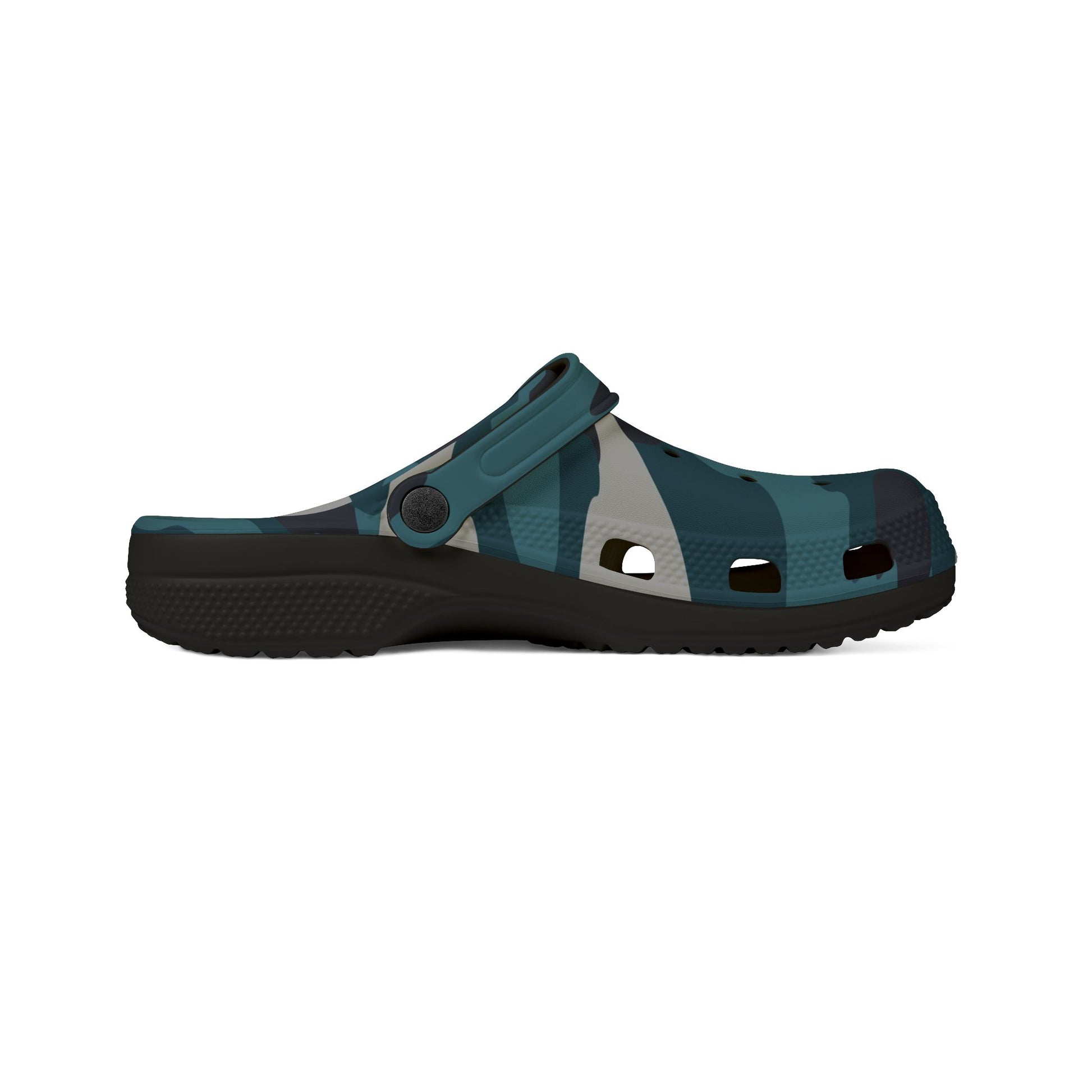 Blue Camouflage EVA Foam Rubber Shoes (AOP), Artsulli - Art is Long, Life is Short, Shoes, , , , , , , 