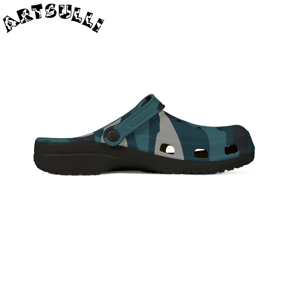 JAKKOUTTHEBXX Blue Camouflage EVA Foam Rubber Shoes (AOP)