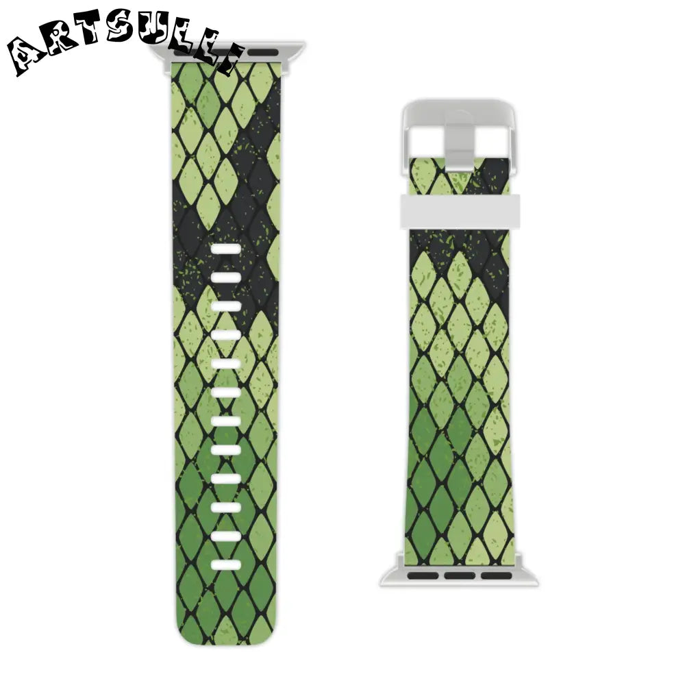 JAKKOUTTHEBXX Snake Skin Green and Black Watch Band for Apple Watch