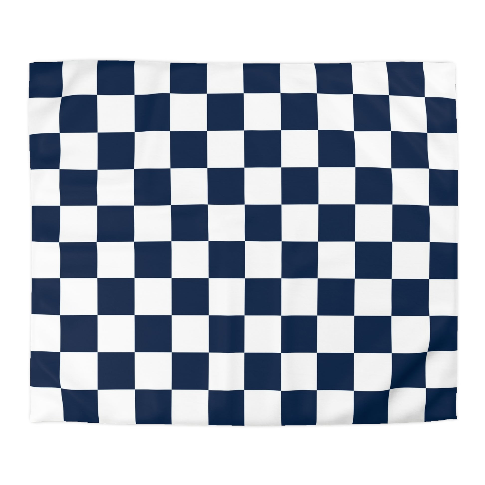 Checkerboard White and Navy Blue Microfiber Duvet Cover, Artsulli - Art is Long, Life is Short, Home Decor, Size, King, Color, White, , , 24063757866659481294