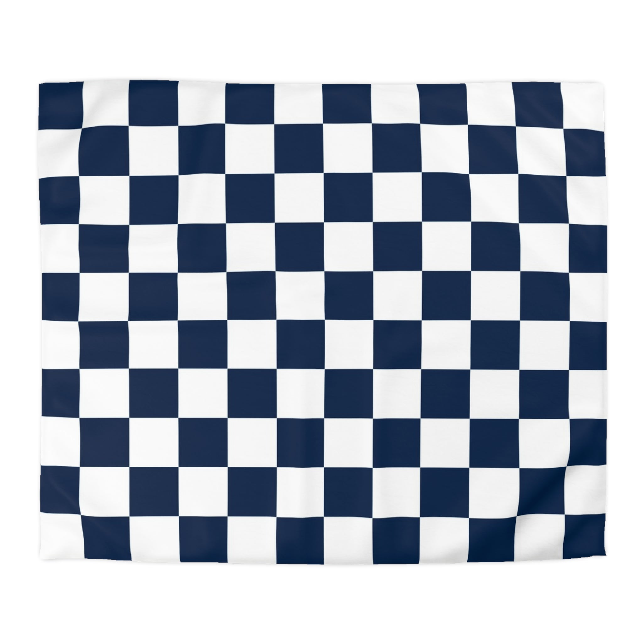 Checkerboard White and Navy Blue Microfiber Duvet Cover, Artsulli - Art is Long, Life is Short, Home Decor, Size, King, Color, White, , , 24063757866659481294