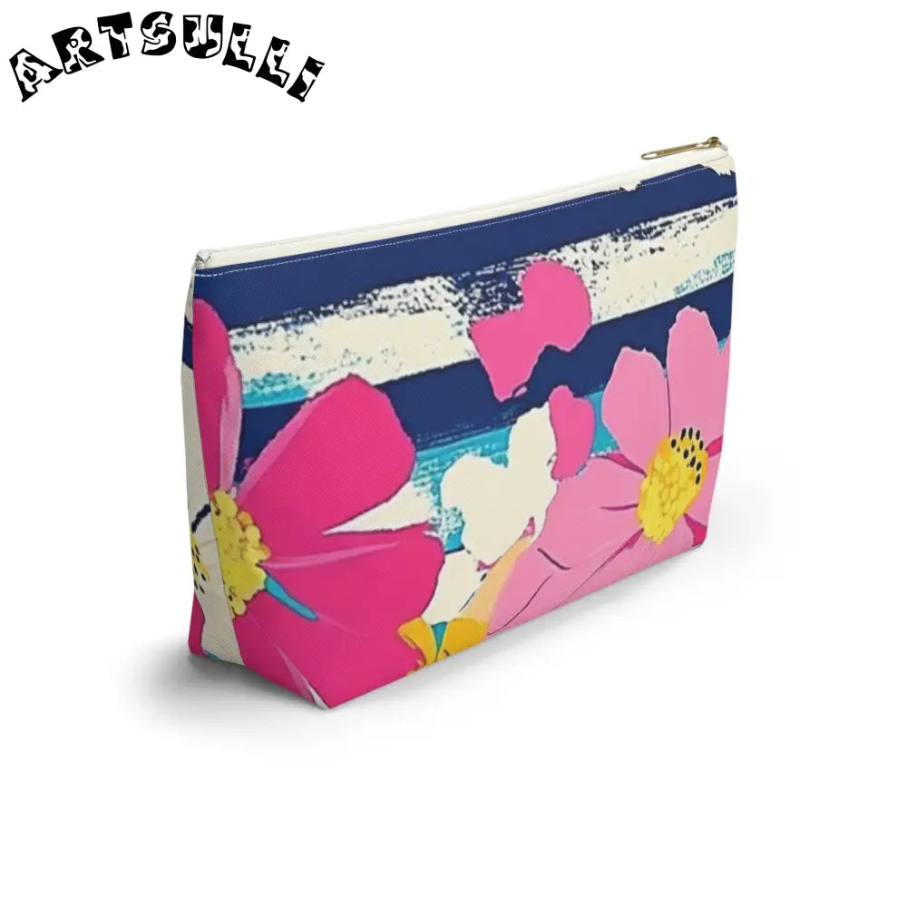 JAKKOUTTHEBXX Dayglo Floral Stripes Multi-Color Accessory Pouch w