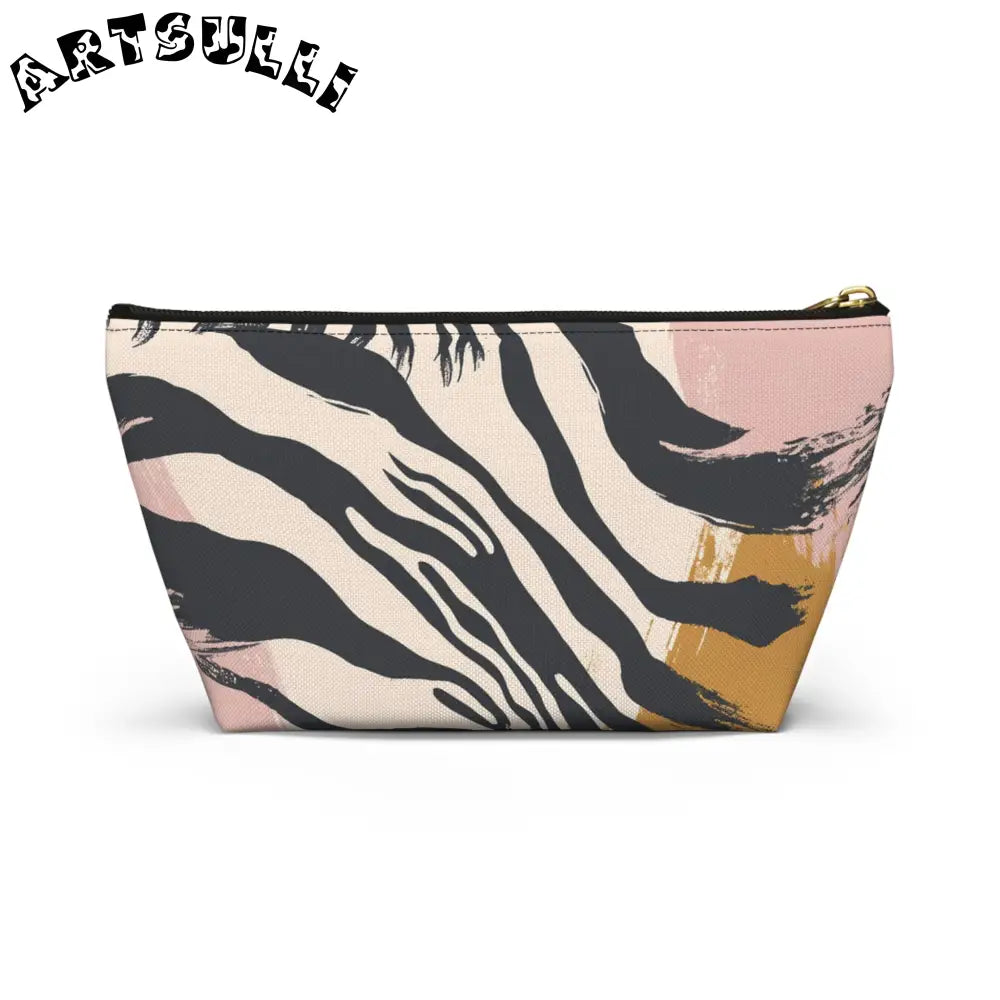 JAKKOUTTHEBXX Zebra Stripe And Brushstroke Cosmetic Pouch In Pink