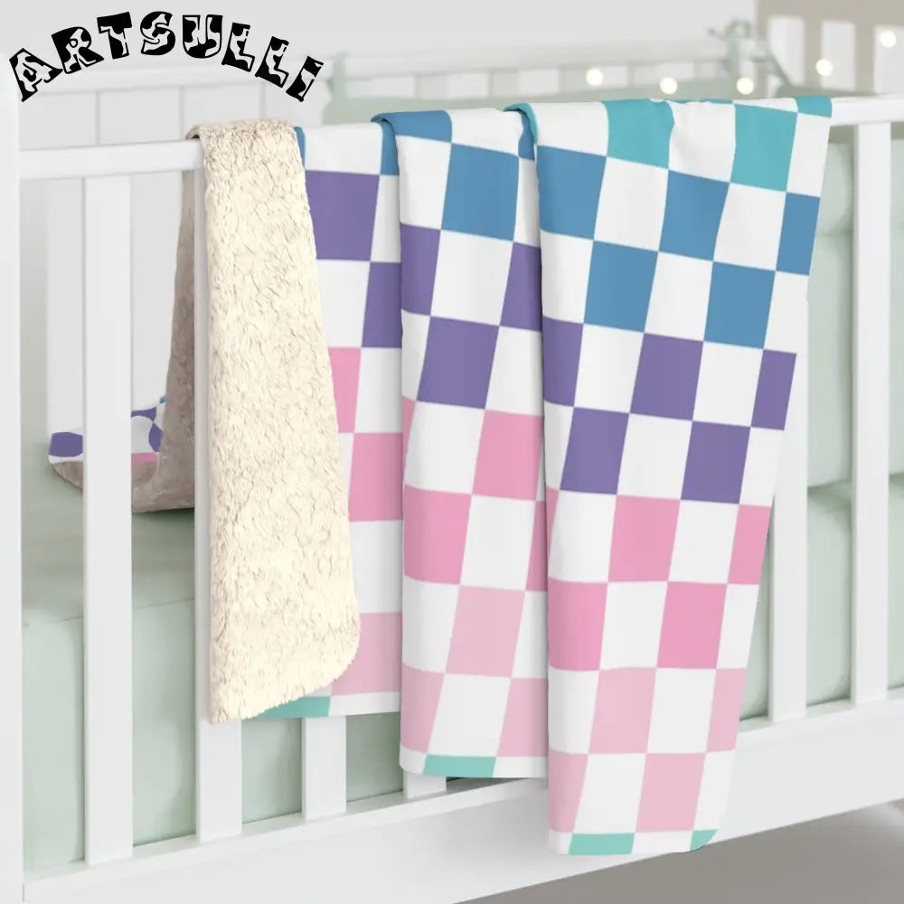 JAKKOUTTHEBXX Vaporwave Rainbow Checkerboard Multi-Color Sherpa