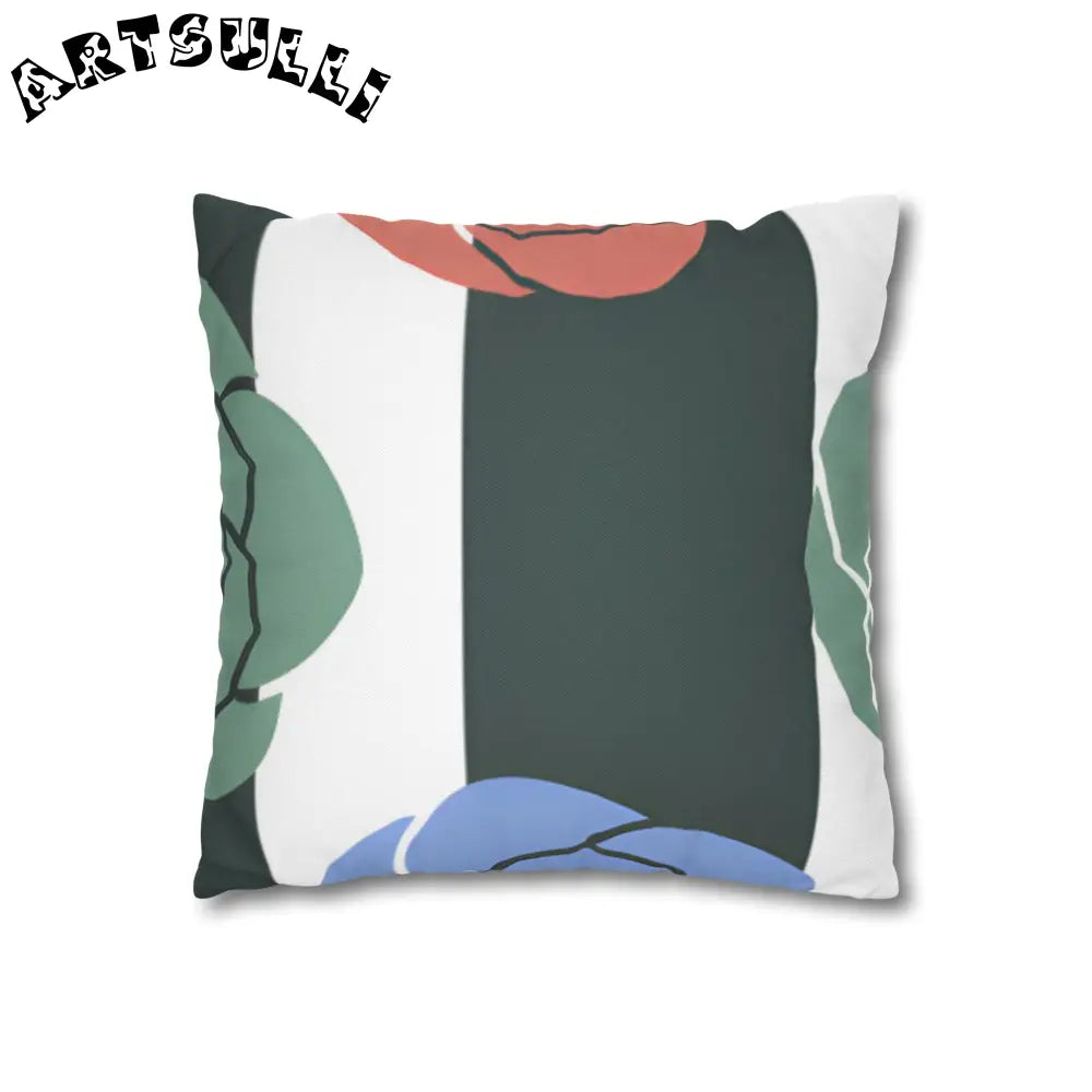 JAKKOUTTHEBXX Striped Rose Garden Spun Polyester Square Pillowcase