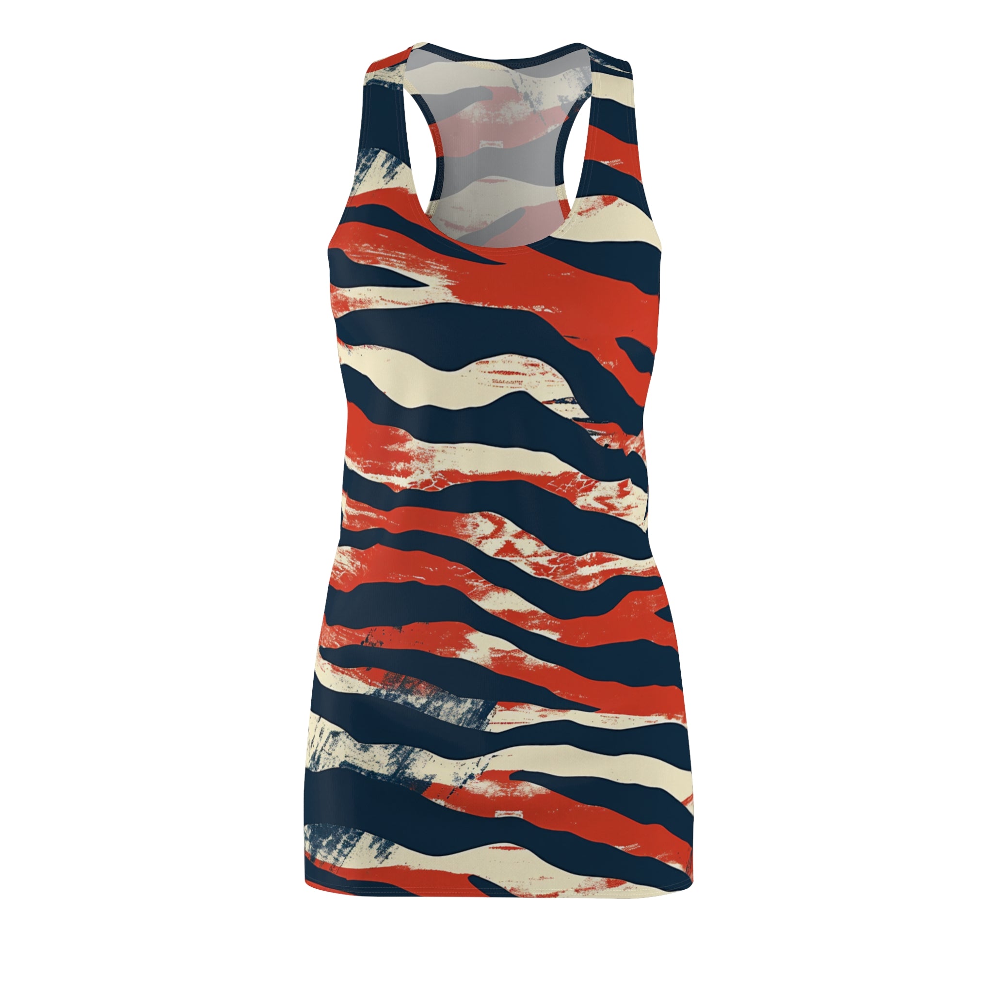 Camo Tiger Stripes Women's Cut & Sew Racerback Dress (AOP), Artsulli - Art is Long, Life is Short, All Over Prints, Size, XS, , , , , 18868351413888