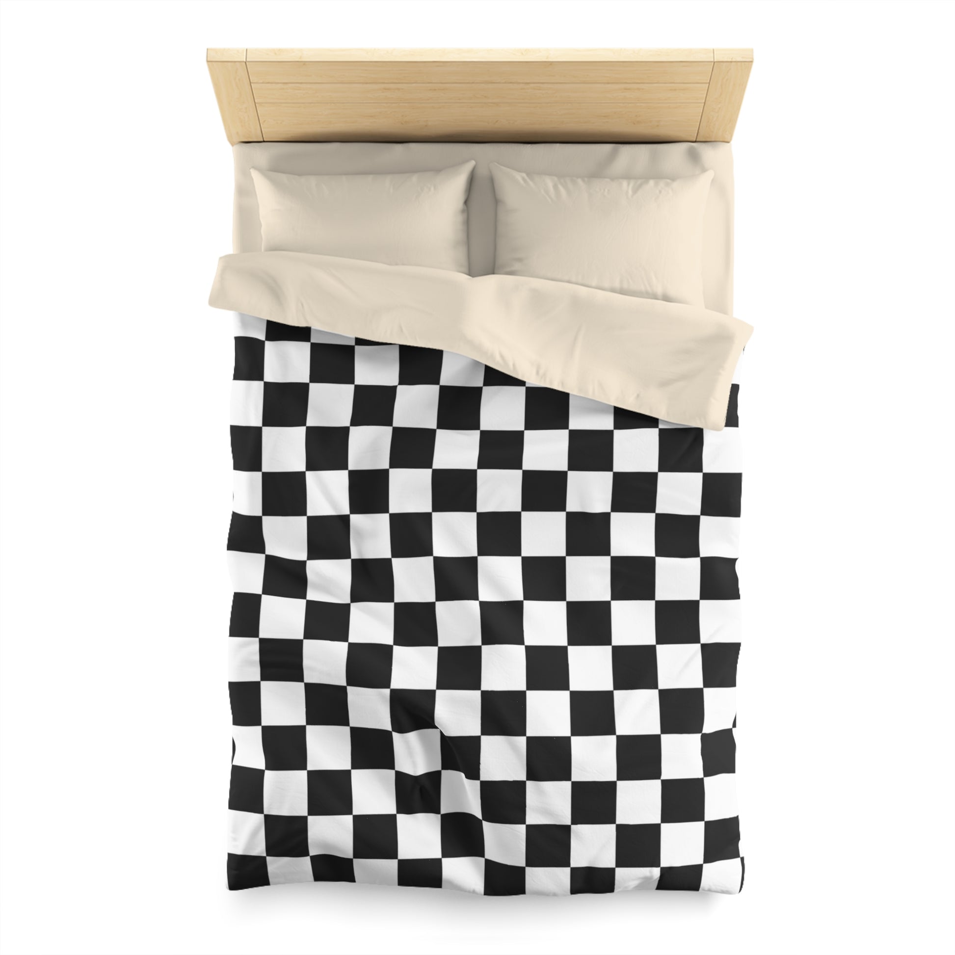 Checkerboard White and Black Microfiber Duvet Cover, Artsulli - Art is Long, Life is Short, Home Decor, , , , , , , 