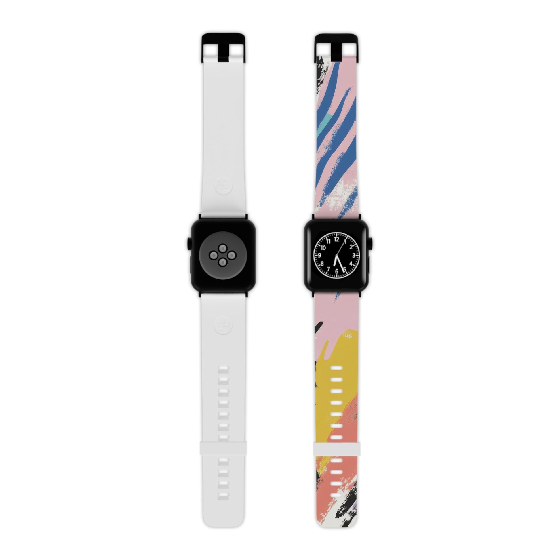 Wild Zebra Stripes x Paint Brush Strokes Multi-Color IV Watch Band for Apple Watch, Artsulli - Art is Long, Life is Short, Accessories, Size, 8'' × 0.75'' / 38 - 40 mm, Color, Black, , , 15852402189968