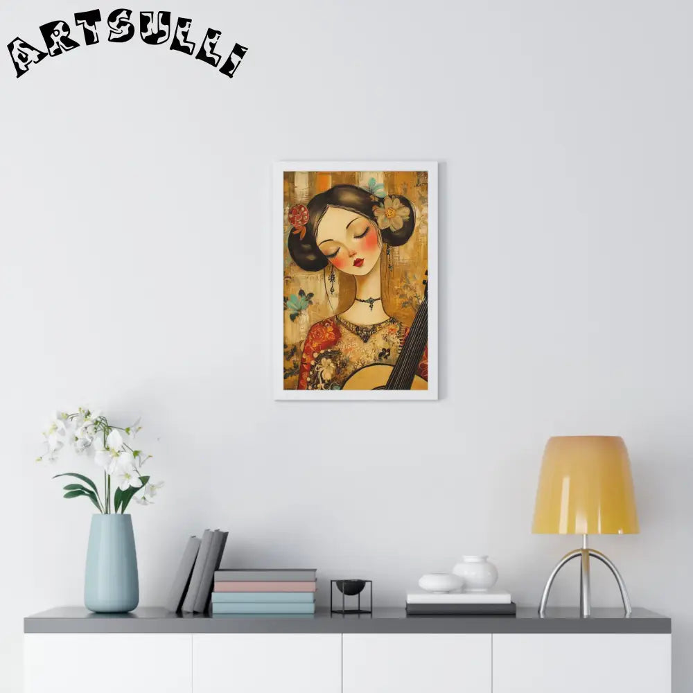 JAKKOUTTHEBXX Stylized Woman Musician Wood-Framed Poster 2025