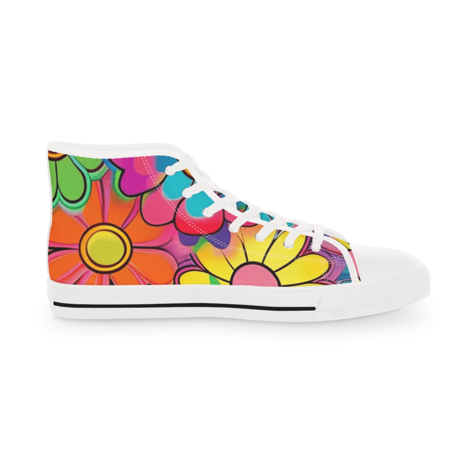 Chromatic Daisy Dream Men's High Top Sneakers, Artsulli - Art is Long, Life is Short, Shoes, , , , , , , 