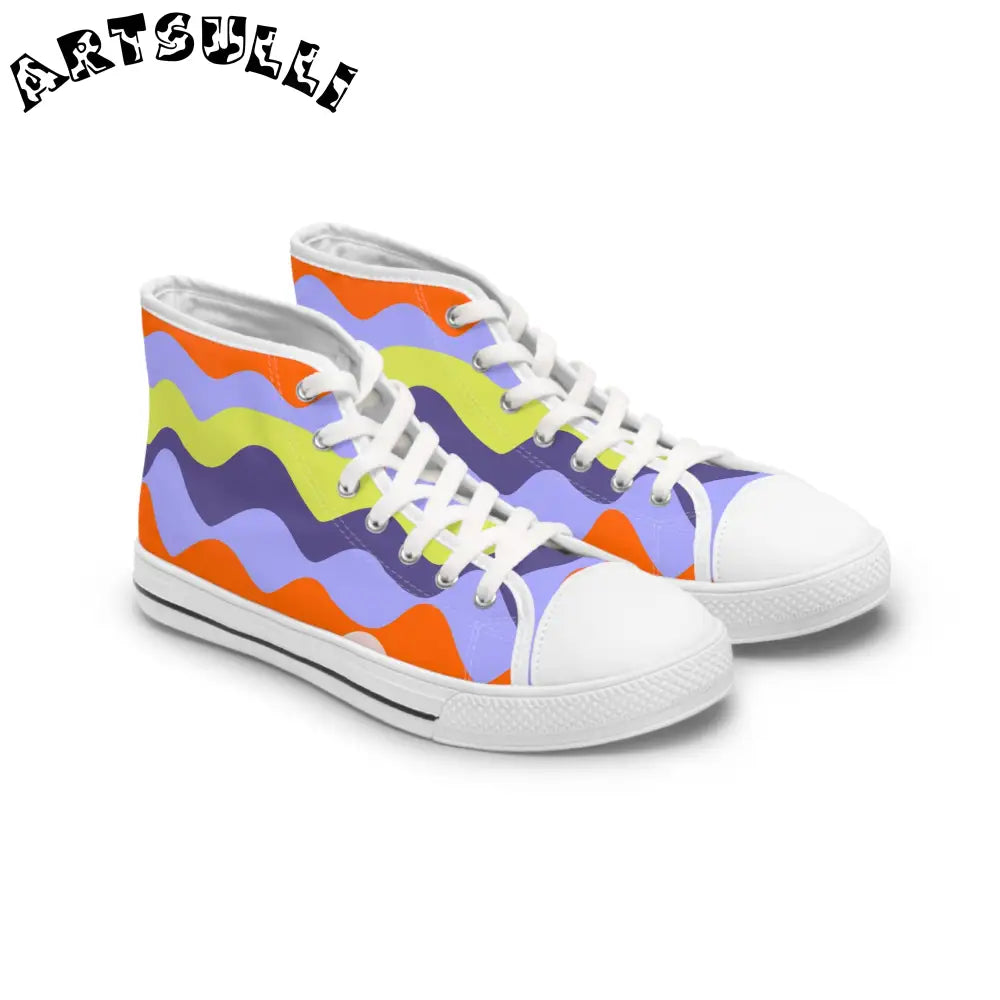 JAKKOUTTHEBXX Waves II Red and Blue Women’s High Top Sneakers