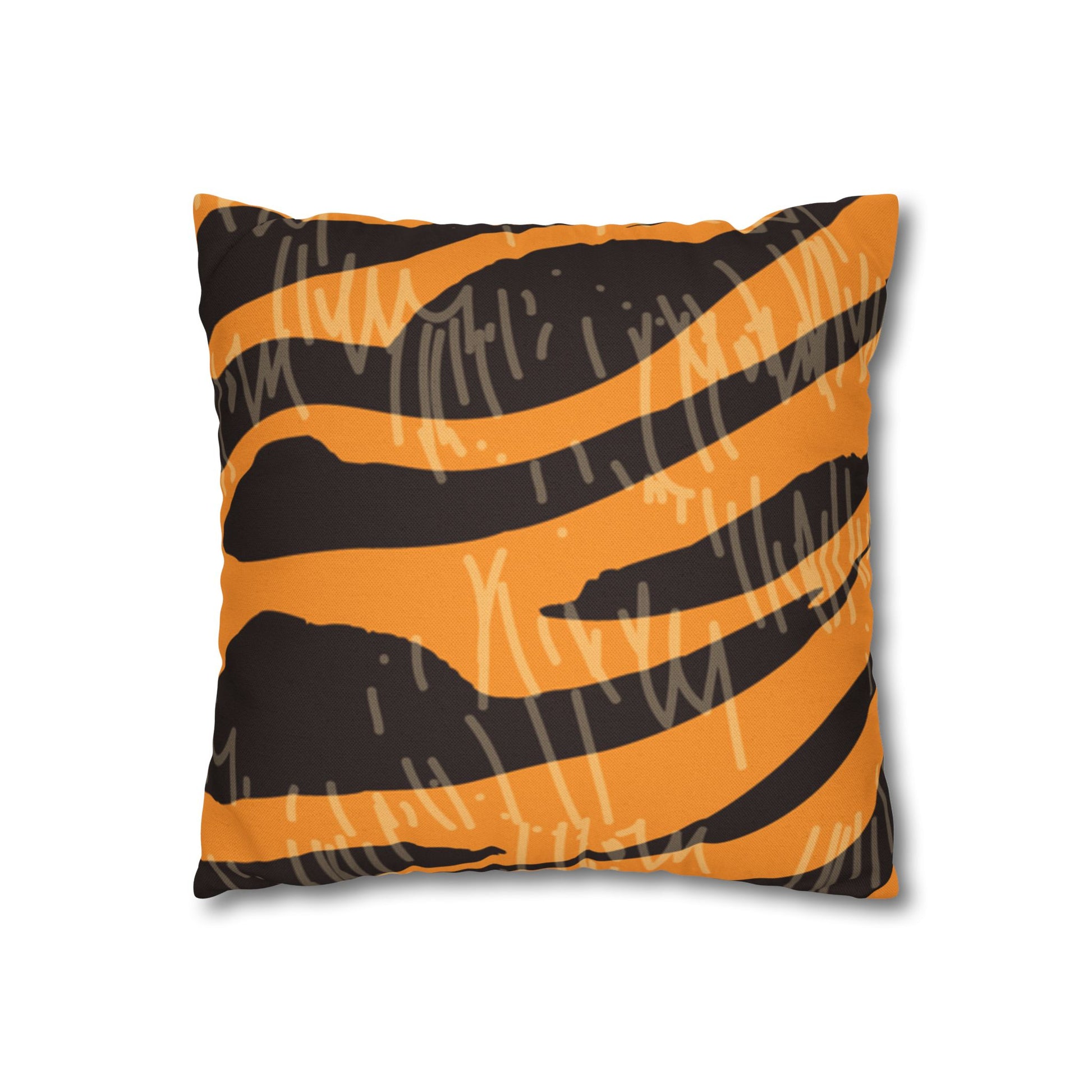 Tiger Scratches Orange & Black Spun Polyester Square Pillowcase, Artsulli - Art is Long, Life is Short, Home Decor, , , , , , , 