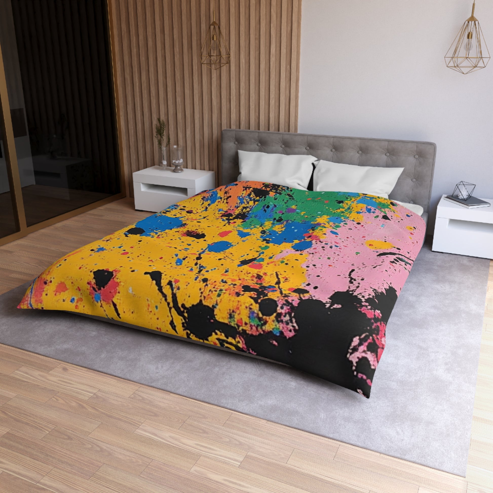 The Colors Of Paint Splatter Microfiber Duvet Cover, Artsulli - Art is Long, Life is Short, Home Decor, , , , , , , 