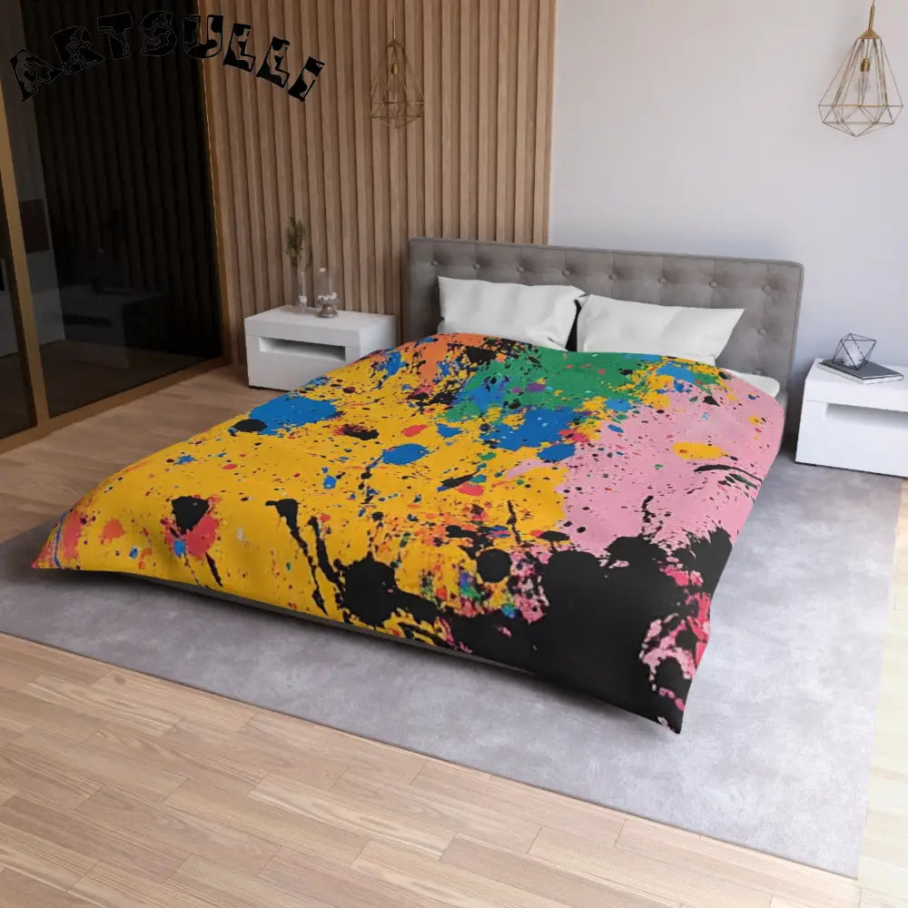 JAKKOUTTHEBXX The Colors Of Paint Splatter Microfiber Duvet Cover