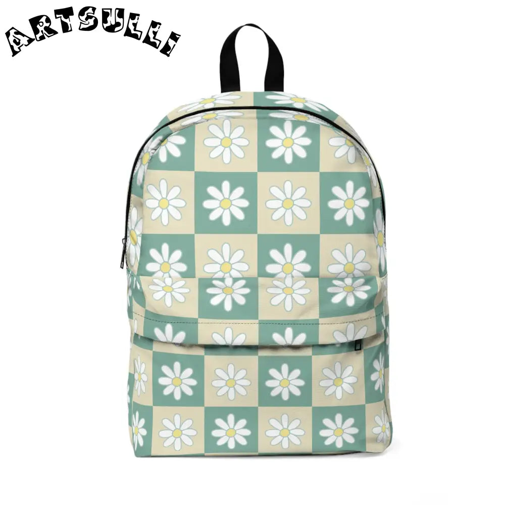 JAKKOUTTHEBXX Retro Daisy Checkerboard II Green and Tan Unisex