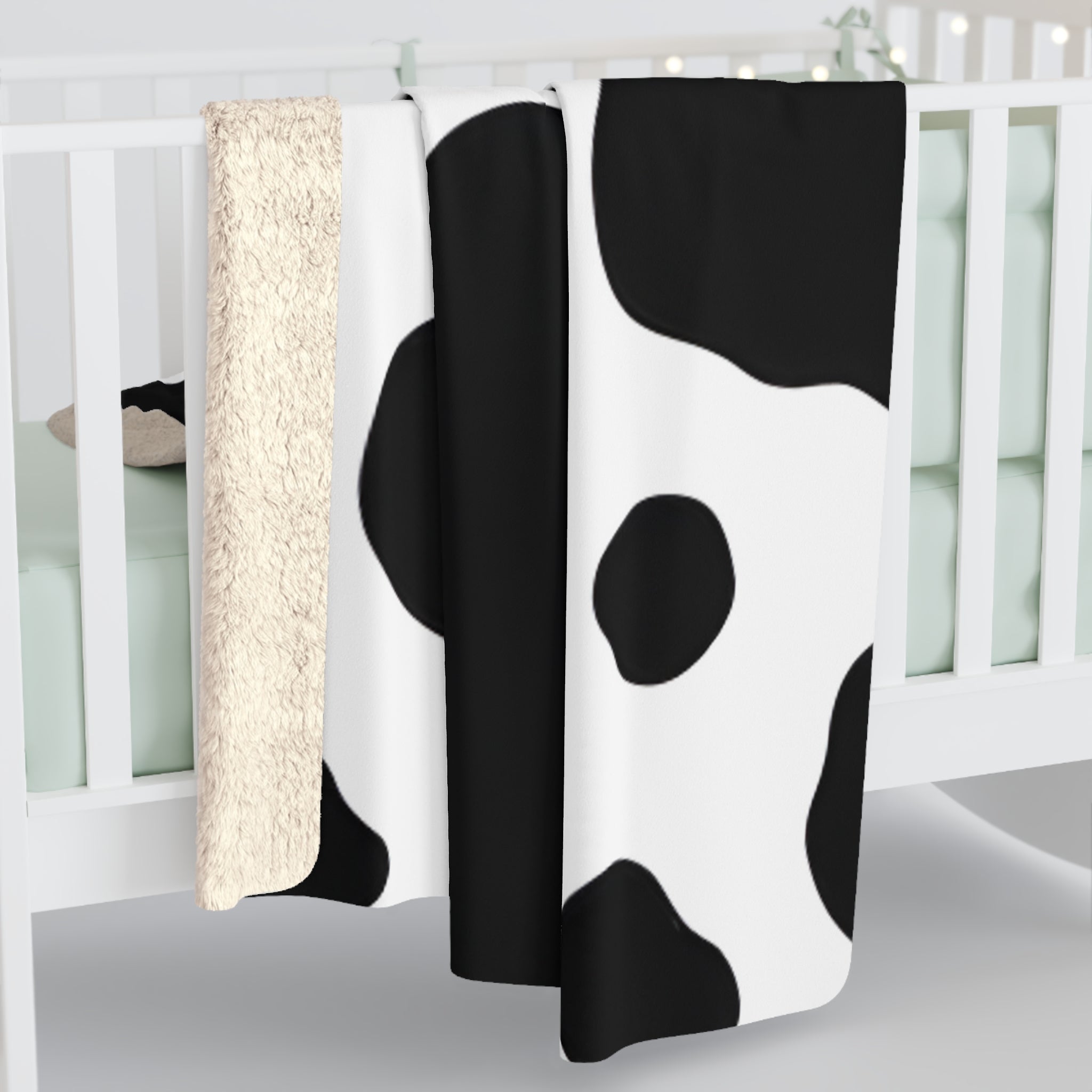 Cow Print Focus Sherpa Fleece Blanket, Artsulli - Art is Long, Life is Short, Home Decor, , , , , , , 