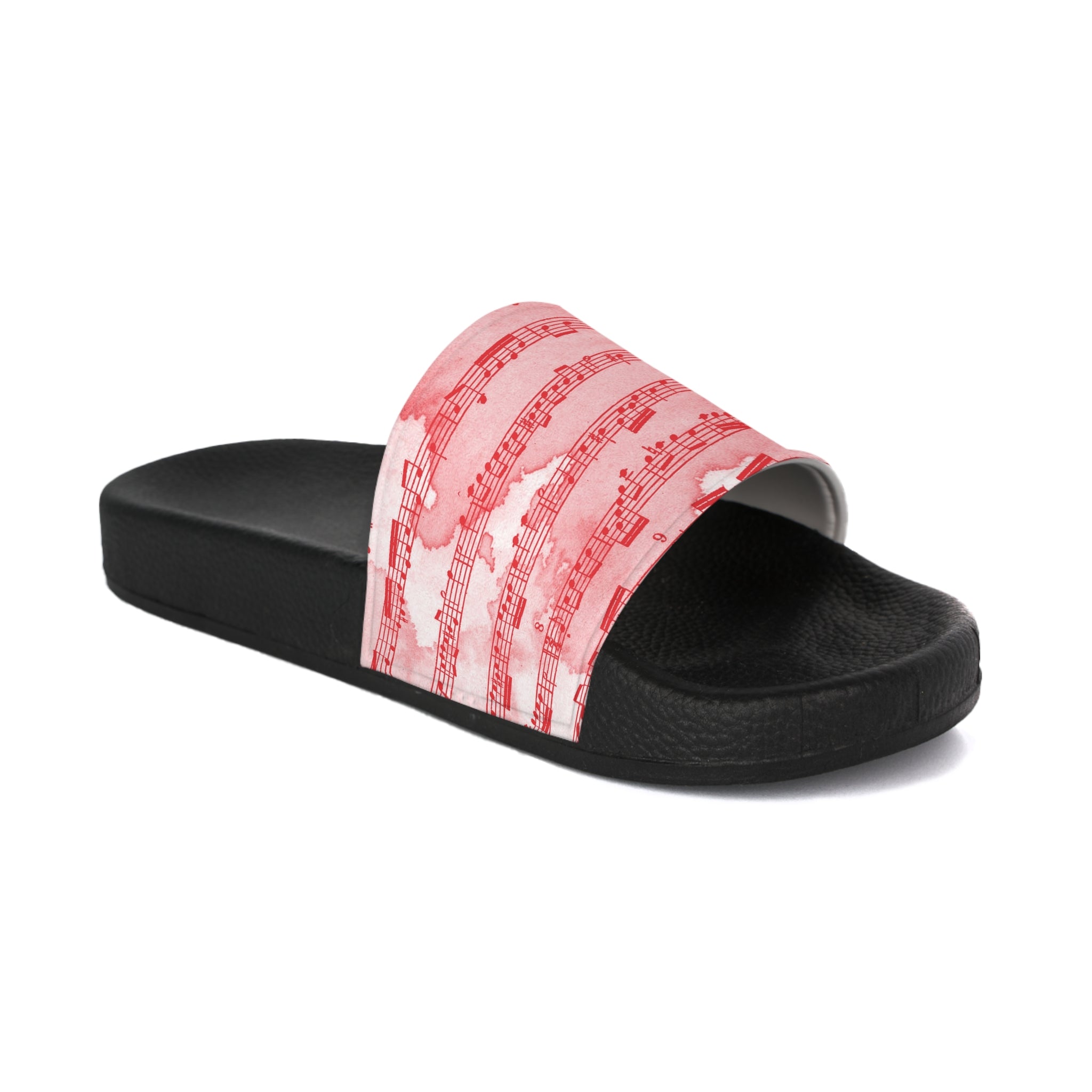 Drip Spill Type Beat Sheet Music Red Women's Slide Sandals, Artsulli - Art is Long, Life is Short, Shoes, Color, Black sole, Size, US 5, , , 29068310562155495235