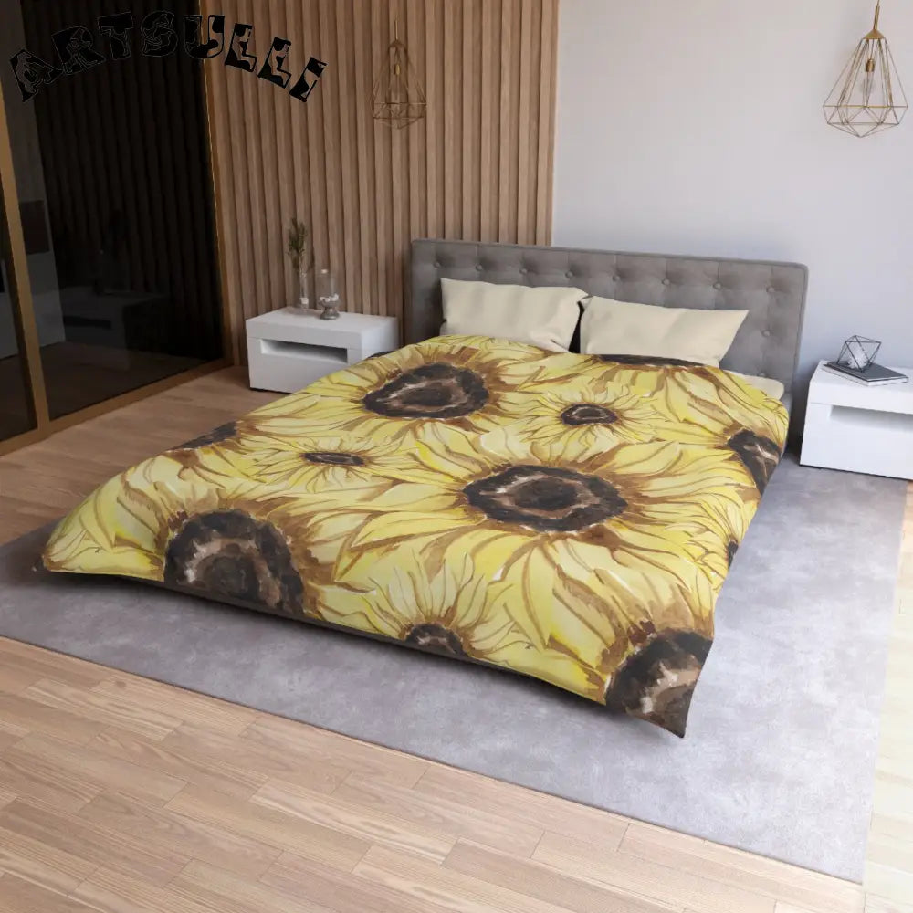JAKKOUTTHEBXX Retro Anime Sunflower Microfiber Duvet Cover