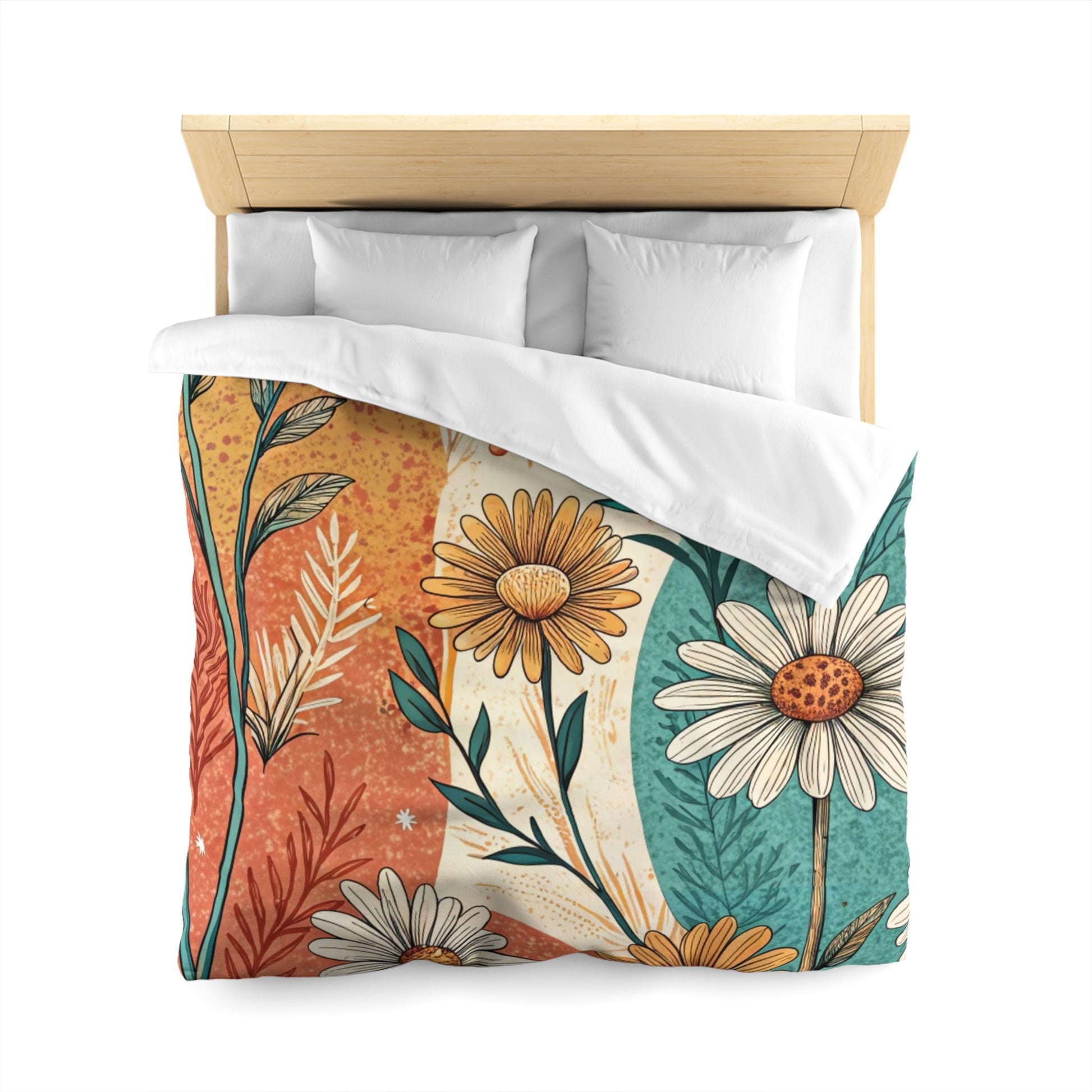 Retro Daisy Dream Microfiber Duvet Cover, Artsulli - Art is Long, Life is Short, Home Decor, , , , , , , 