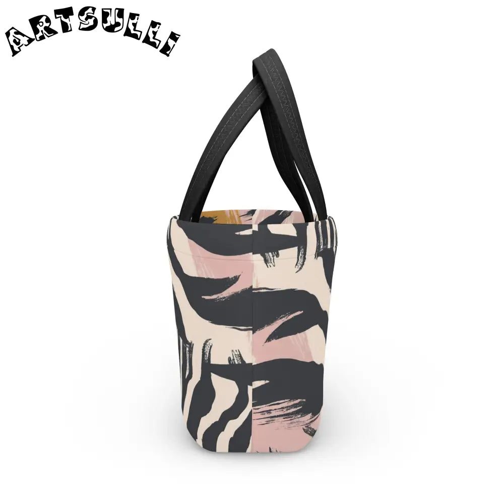 JAKKOUTTHEBXX Zebra Print Lunch Bag Tote with Pink and Yellow