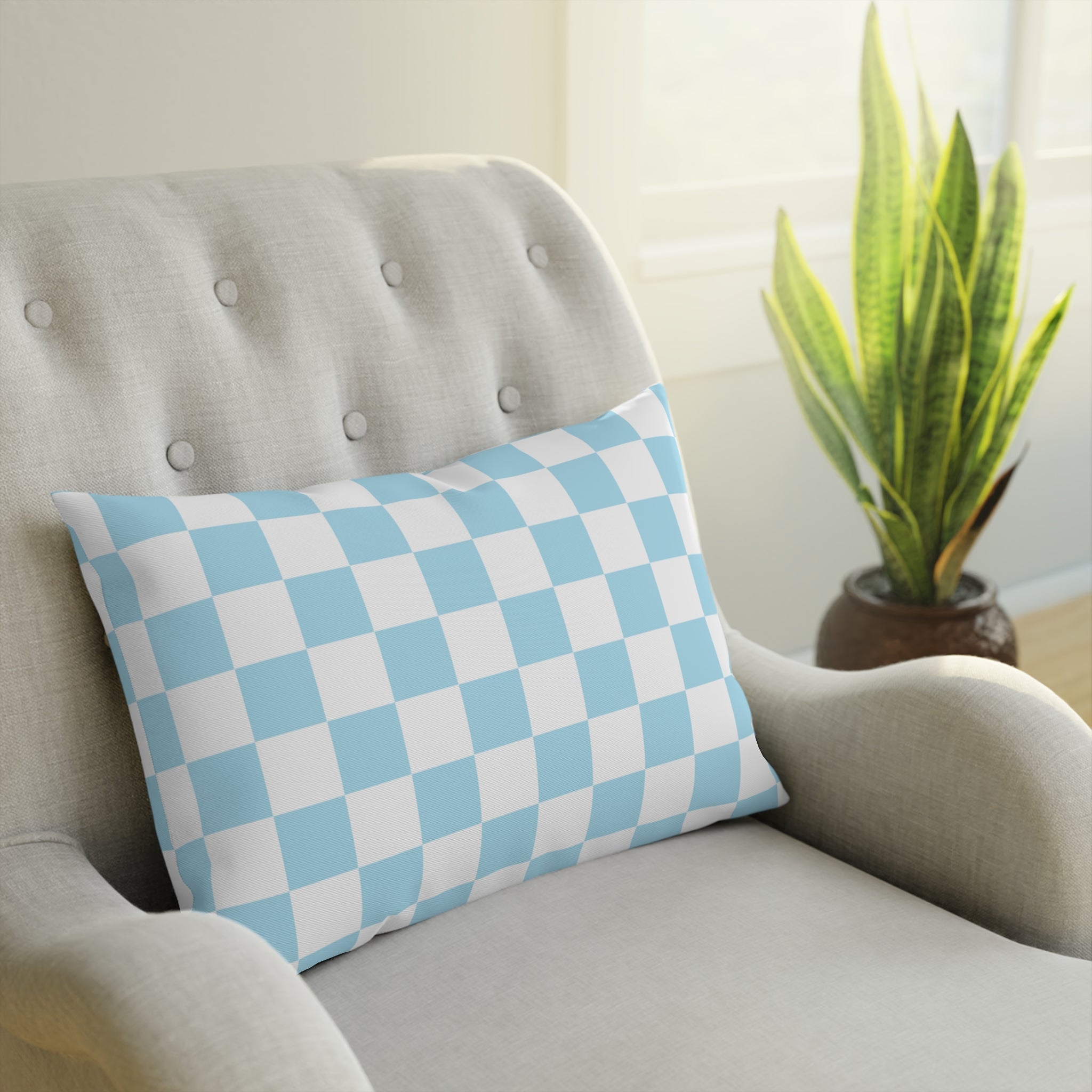 Checkerboard Sky Blue Cushion, Artsulli - Art is Long, Life is Short, Home Decor, , , , , , , 