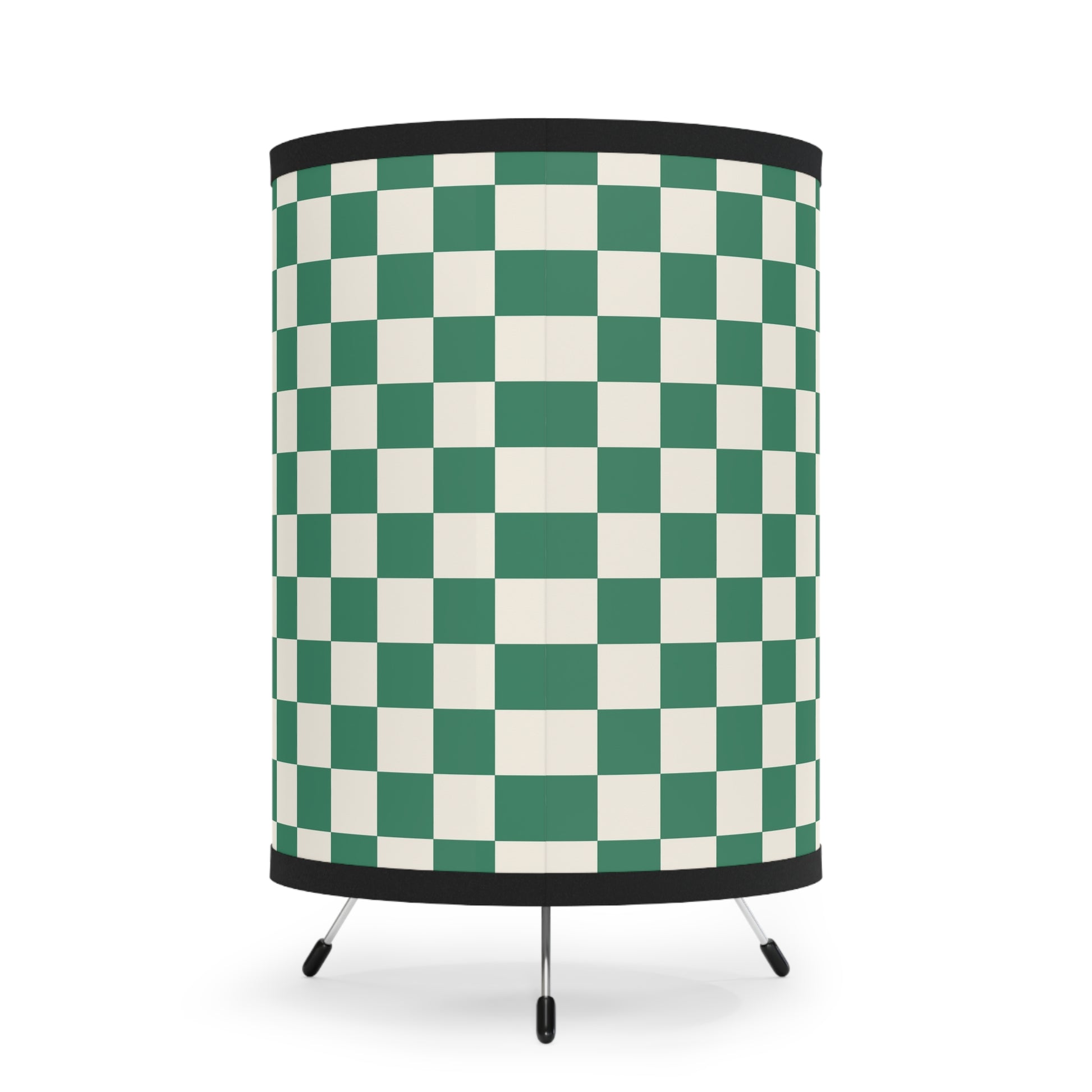 Checkerboard Dark Green Tripod Lamp with High-Res Printed Shade, US\CA plug, Artsulli - Art is Long, Life is Short, Home Decor, , , , , , , 