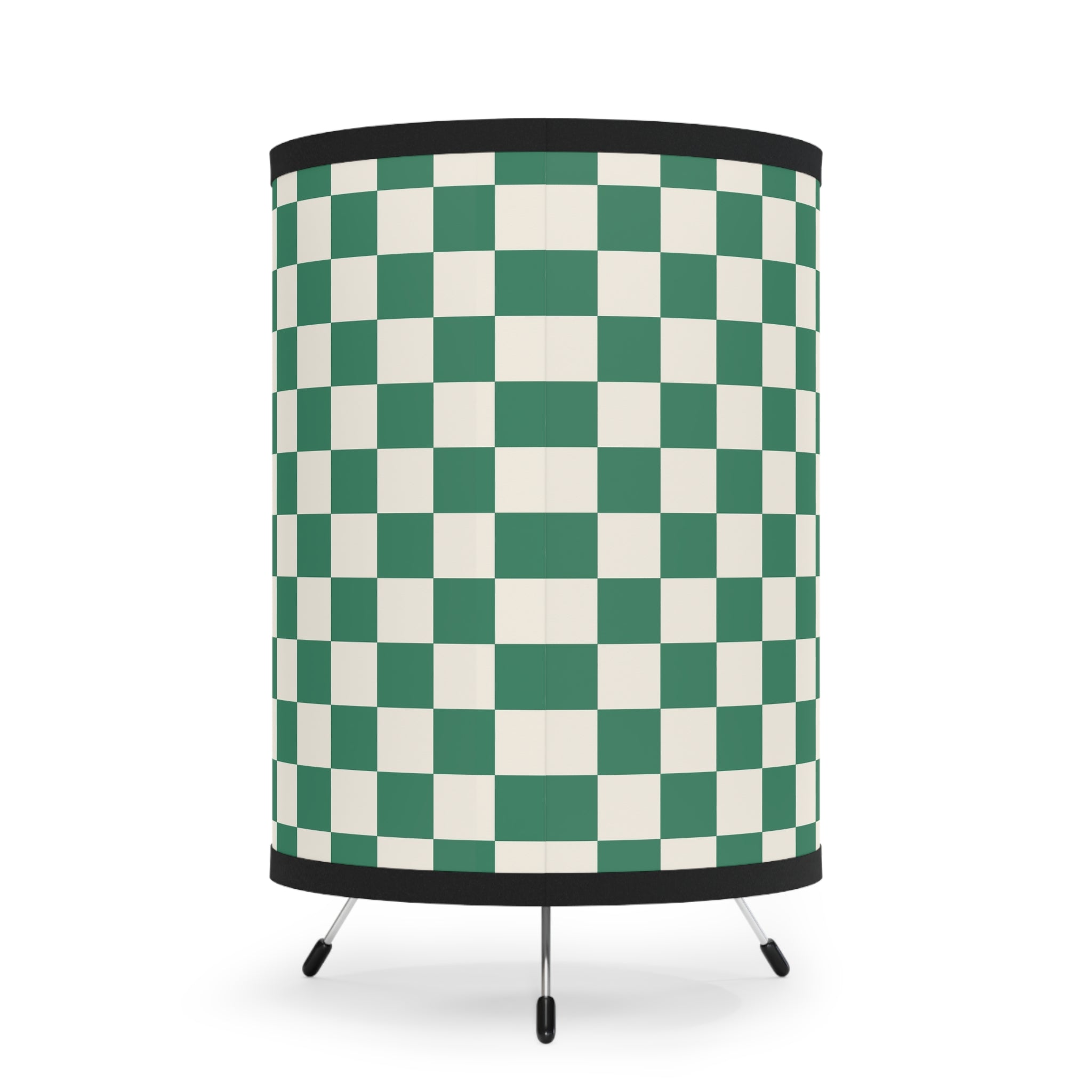 Checkerboard Dark Green Tripod Lamp with High-Res Printed Shade, US\CA plug, Artsulli - Art is Long, Life is Short, Home Decor, , , , , , , 