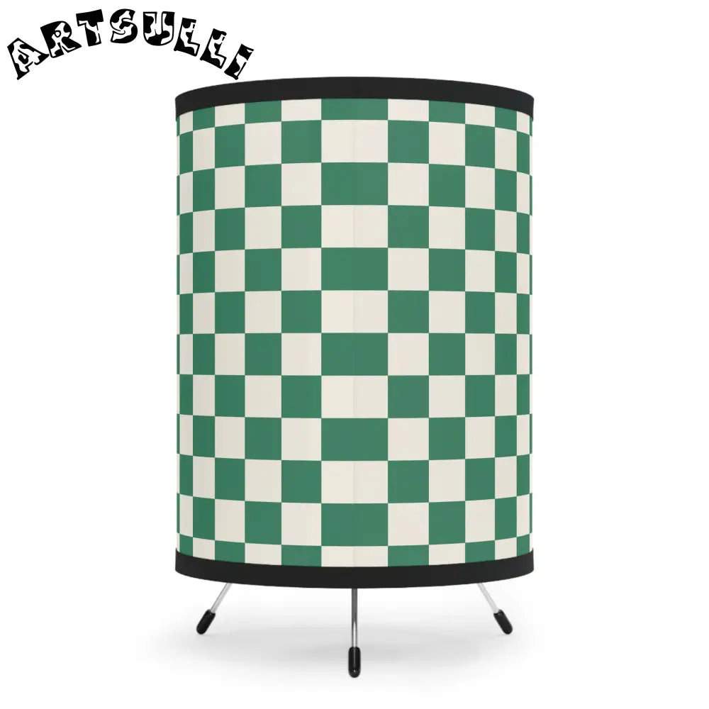 JAKKOUTTHEBXX Checkerboard Dark Green Tripod Lamp with High-Res