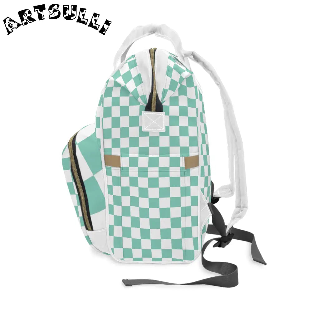 JAKKOUTTHEBXX Checkerboard Black and Blue Multifunctional Diaper