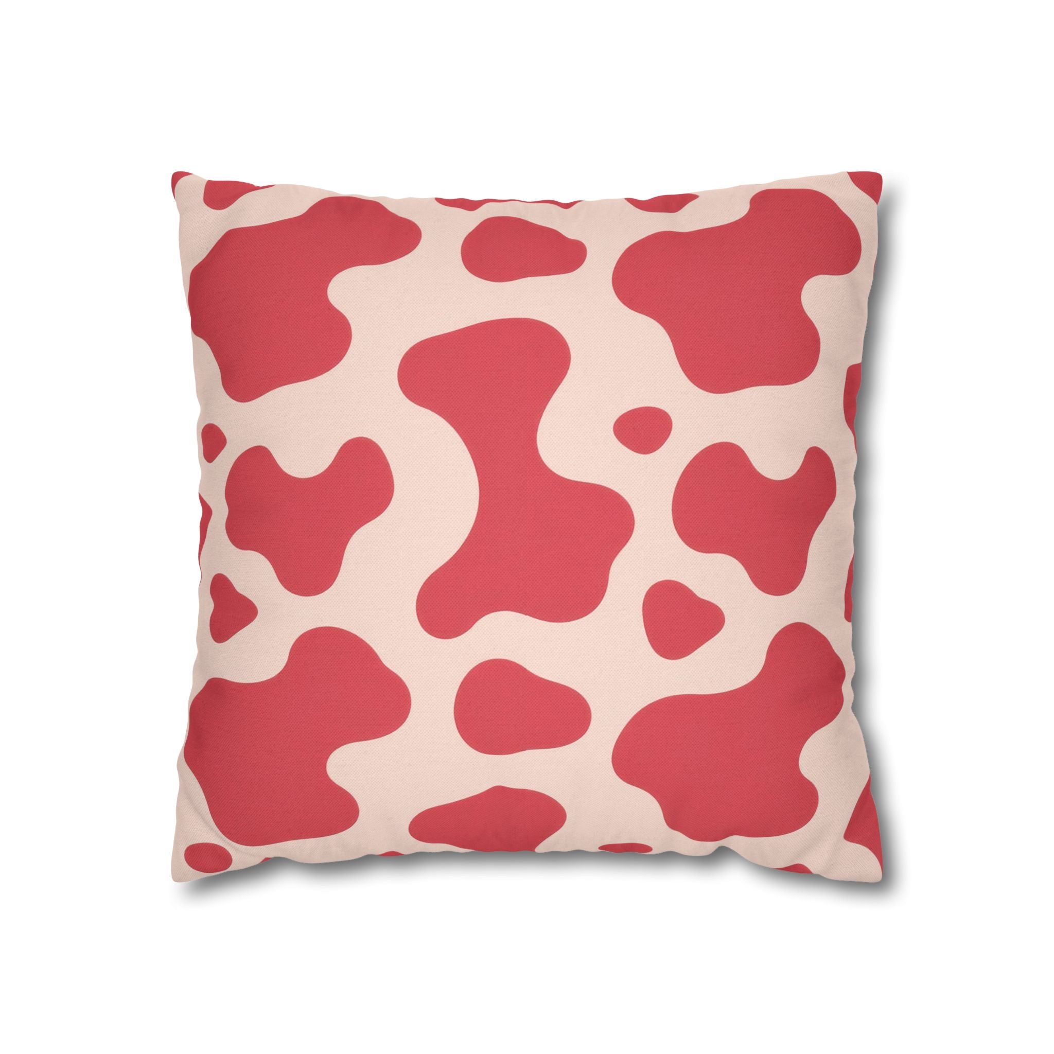 Red Jungle Cow Spun Polyester Square Pillowcase, Artsulli - Art is Long, Life is Short, Home Decor, Size, 16" × 16", , , , , 15722491154096653285