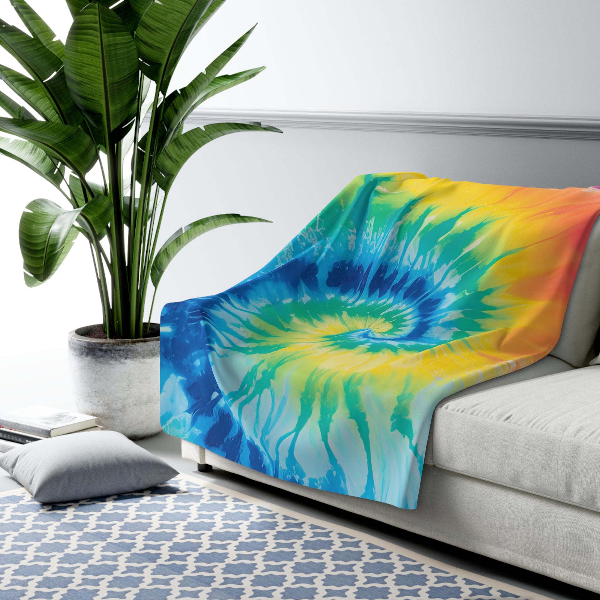 Tie Dye Sherpa Fleece Blanket, Artsulli - Art is Long, Life is Short, Home Decor, , , , , , , 