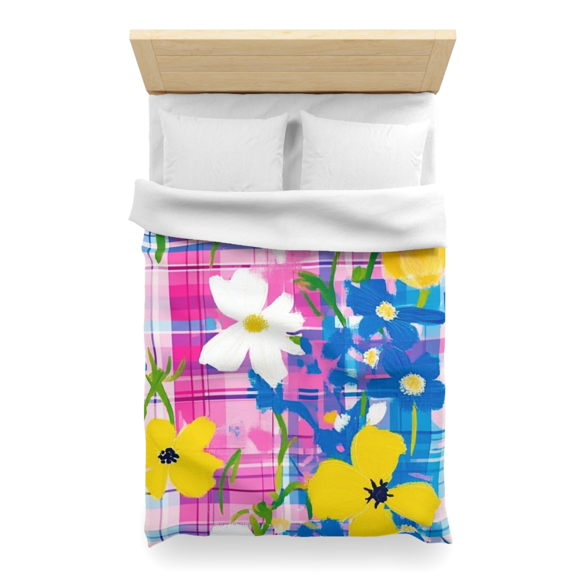 Plaid Garden Pink and Purple Microfiber Duvet Cover, Artsulli - Art is Long, Life is Short, Home Decor, , , , , , , 