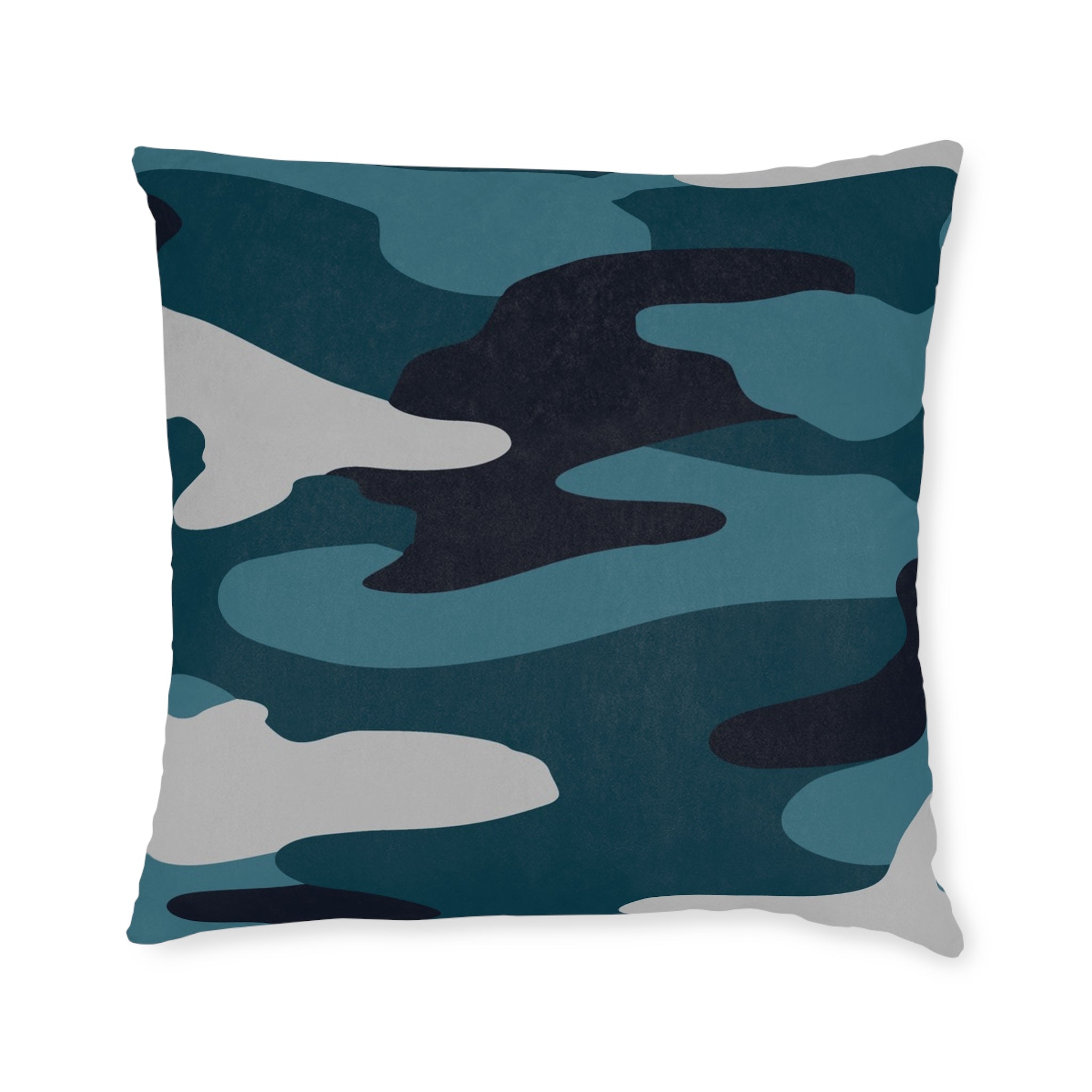 Blue Camouflage Square Pillow, Artsulli - Art is Long, Life is Short, Home Decor, , , , , , , 