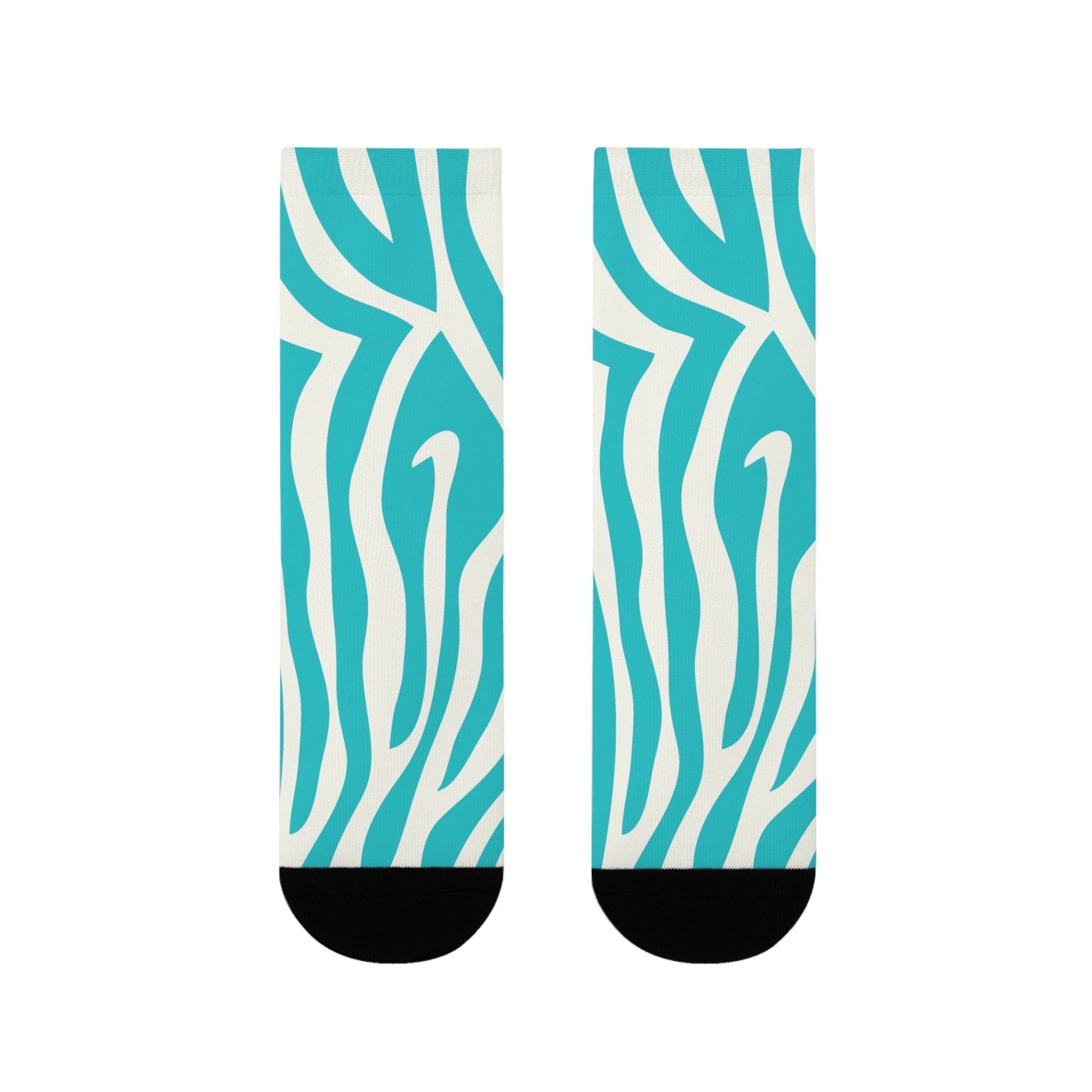 Melting Zebra Stripes Turquoise and White Sublimation Crew Socks (EU), Artsulli - Art is Long, Life is Short, All Over Prints, , , , , , , 