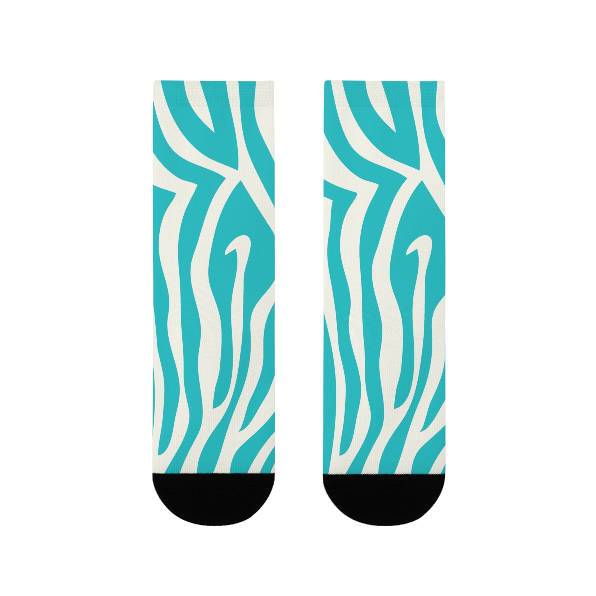 Melting Zebra Stripes Turquoise and White Sublimation Crew Socks (EU), Artsulli - Art is Long, Life is Short, All Over Prints, , , , , , , 