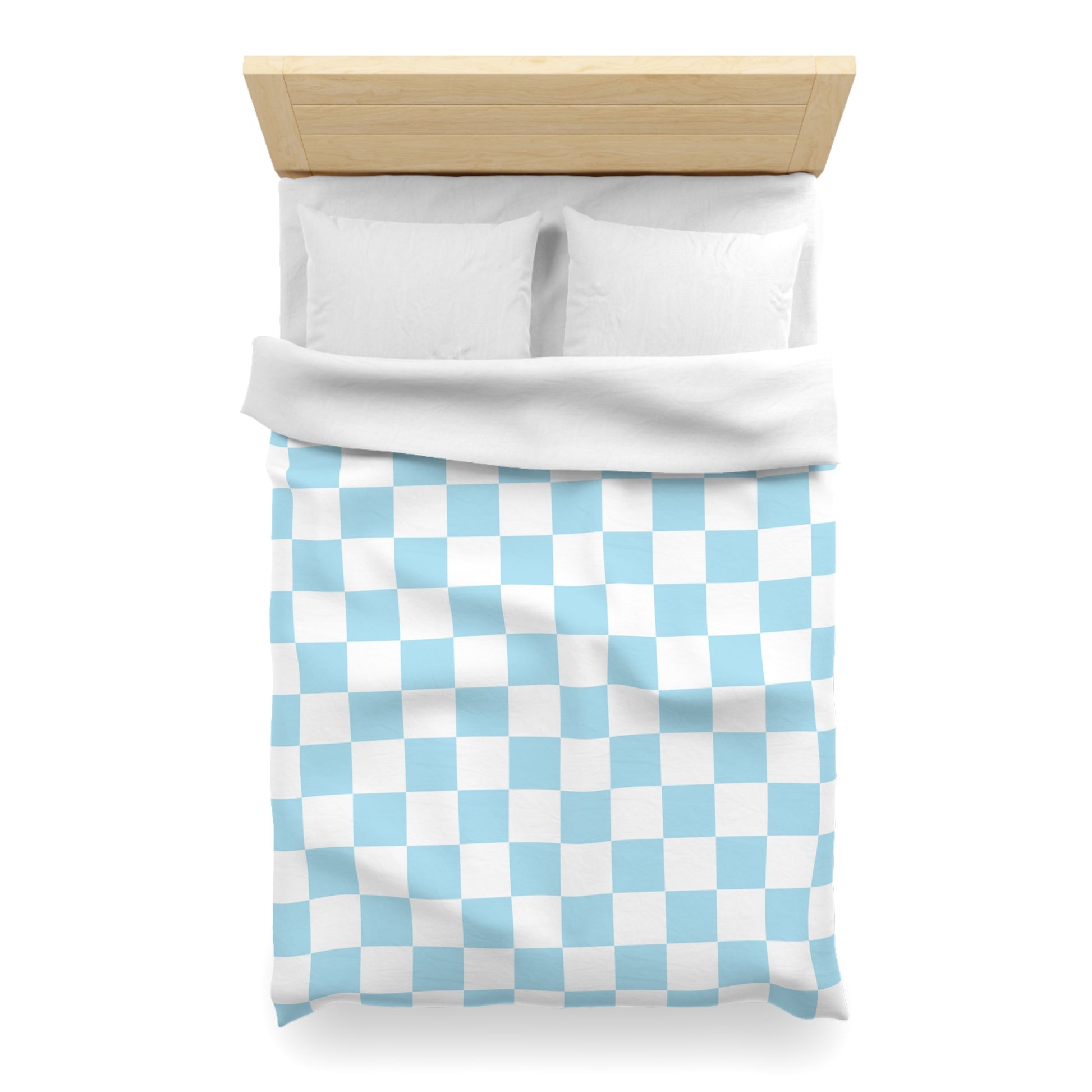 Checkerboard Sky Blue Microfiber Duvet Cover, Artsulli - Art is Long, Life is Short, Home Decor, , , , , , , 