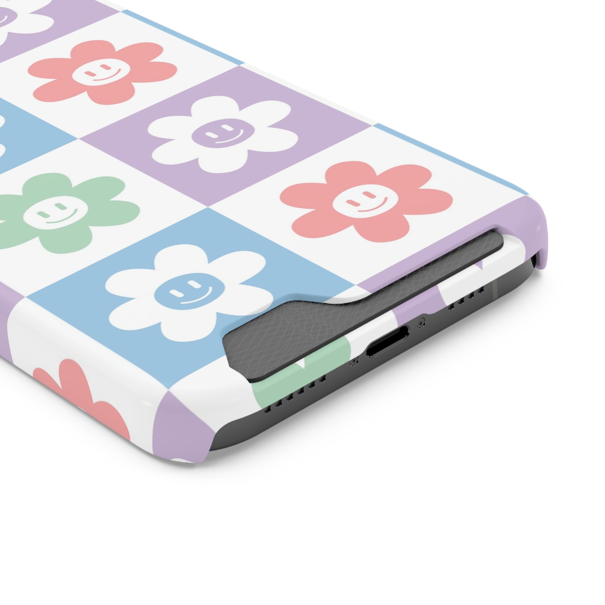 Chessboard x Smiley Face Flowers Multi-Color Phone Case With Card Holder, Artsulli - Art is Long, Life is Short, Phone Case, , , , , , , 