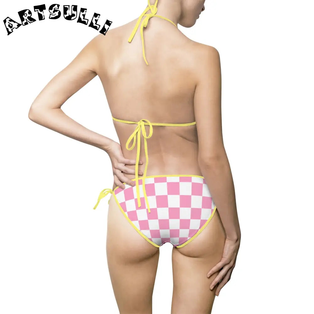 JAKKOUTTHEBXX Checkerboard Hot Pink and White Women’s Bikini