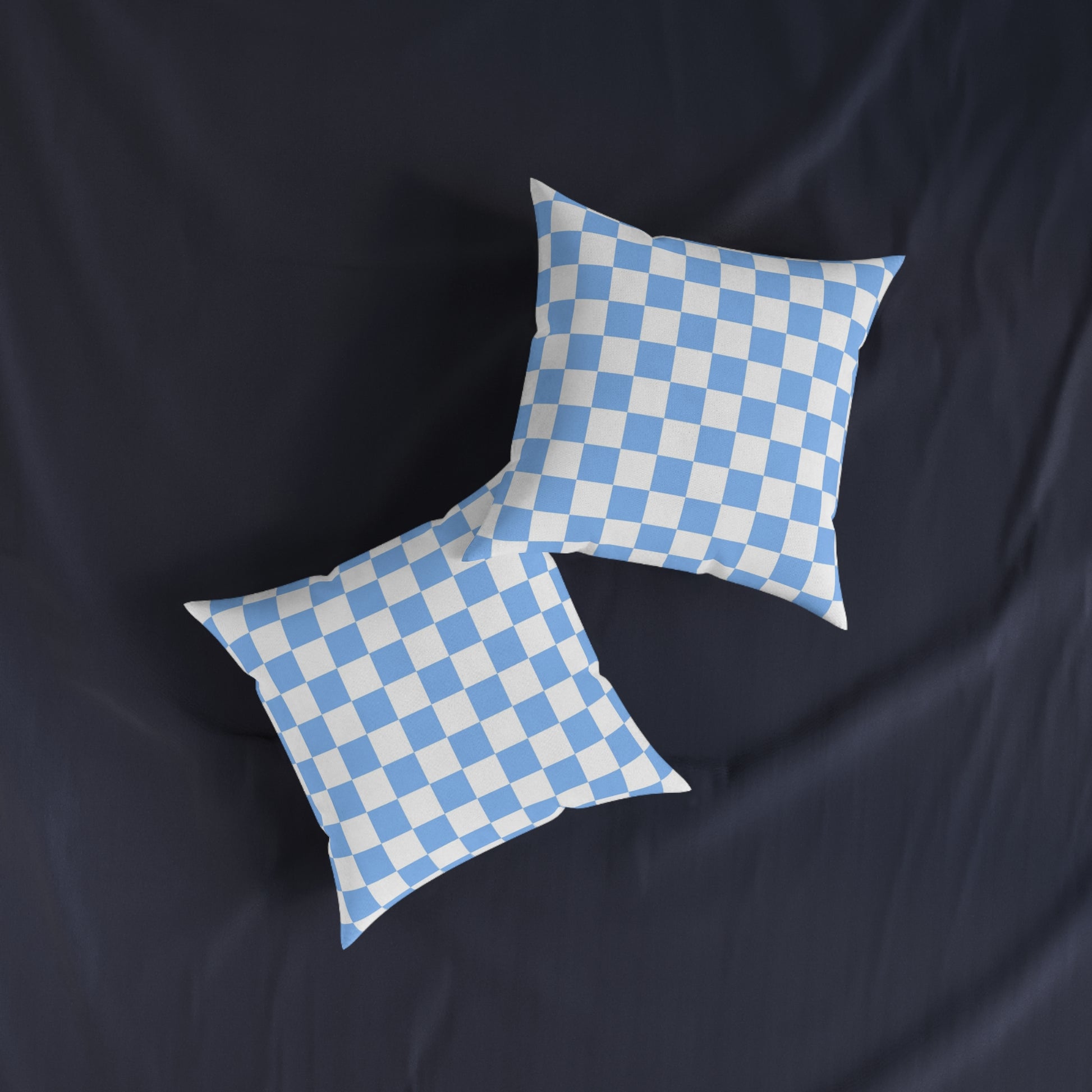 Checkerboard White and Light Blue Square Pillow, Artsulli - Art is Long, Life is Short, Home Decor, , , , , , , 
