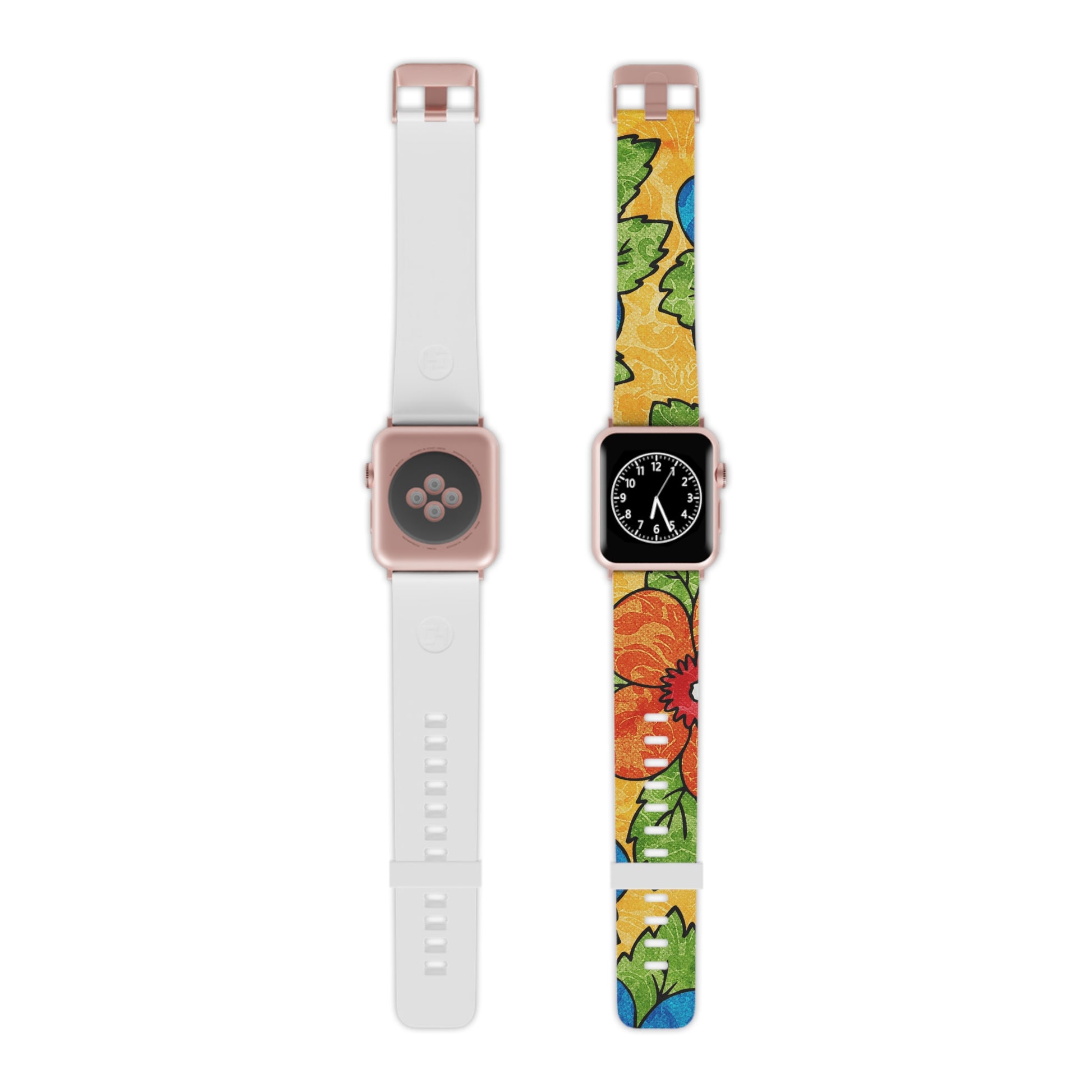 Groovy Yellow Floral Kl Watch Band for Apple Watch, Artsulli - Art is Long, Life is Short, Accessories, Size, 8'' × 0.75'' / 42 - 44 mm, Color, Rose Gold, , , 81378869478447698522