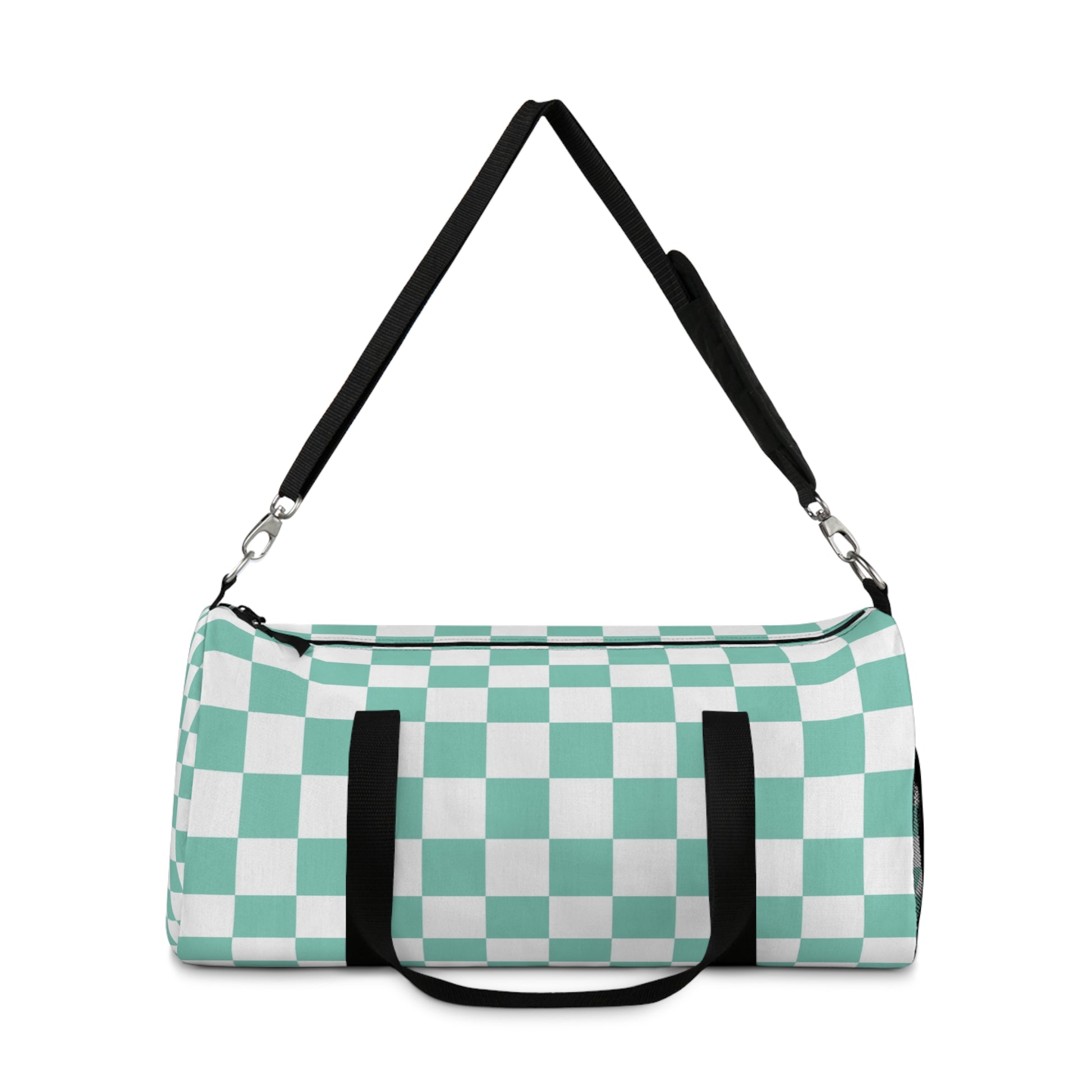 Checkerboard Light Green Duffel Bag, Artsulli - Art is Long, Life is Short, Bags, , , , , , , 