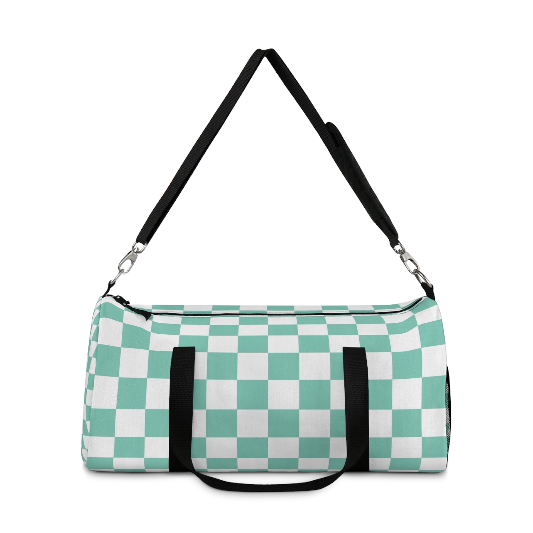 Checkerboard Light Green Duffel Bag, Artsulli - Art is Long, Life is Short, Bags, , , , , , , 