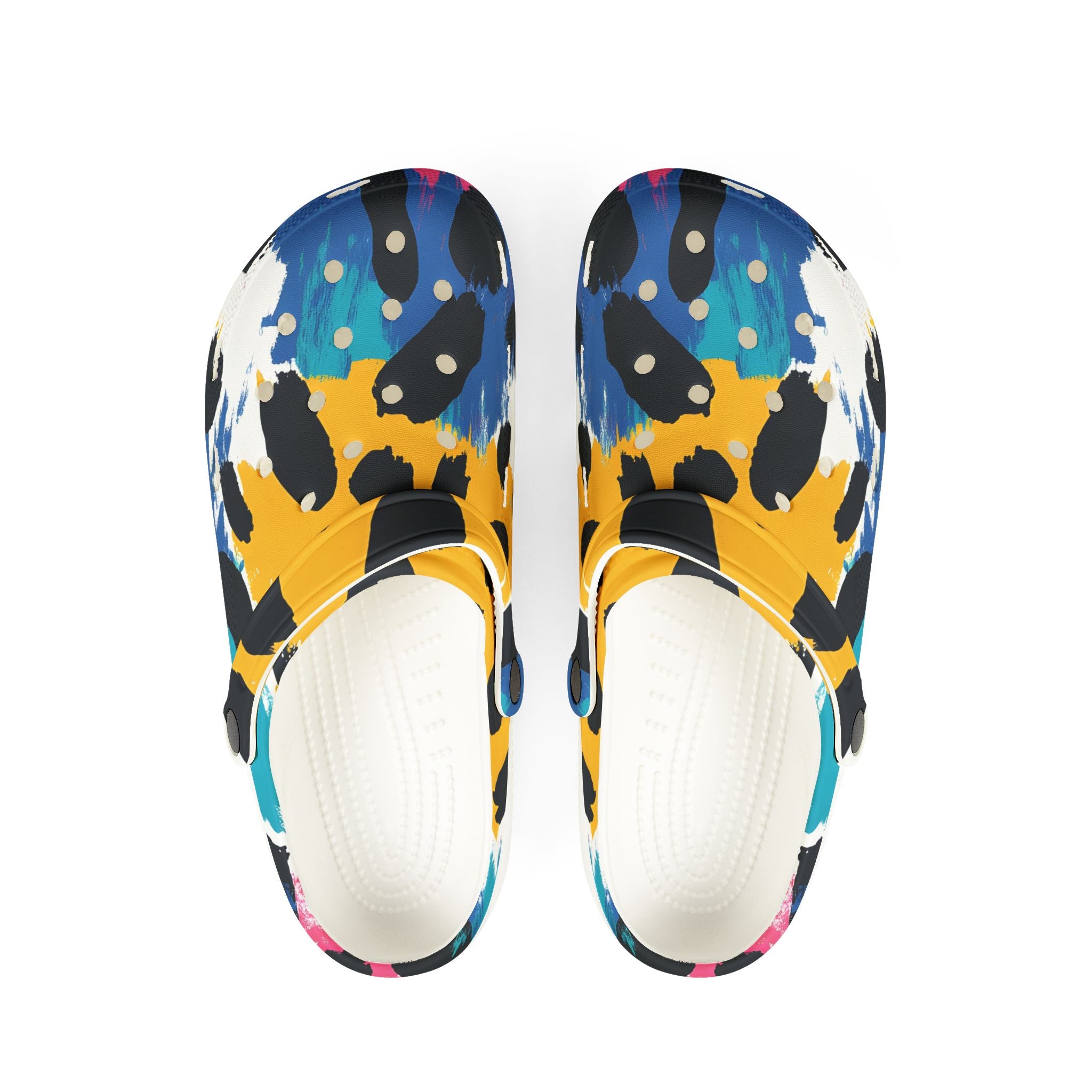 Leopard Print x Paint Brush Strokes Multi-Color EVA Foam Rubber Shoes (AOP), Artsulli - Art is Long, Life is Short, Shoes, Size, US 6 (Women's), Color, White, , , 21680355447087522228